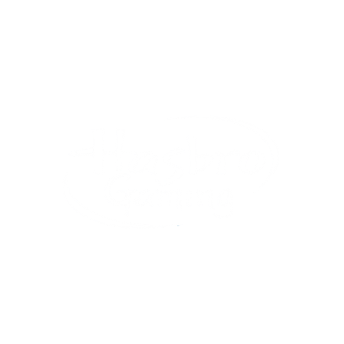 Hasbro Gaming logo in white text on black background.