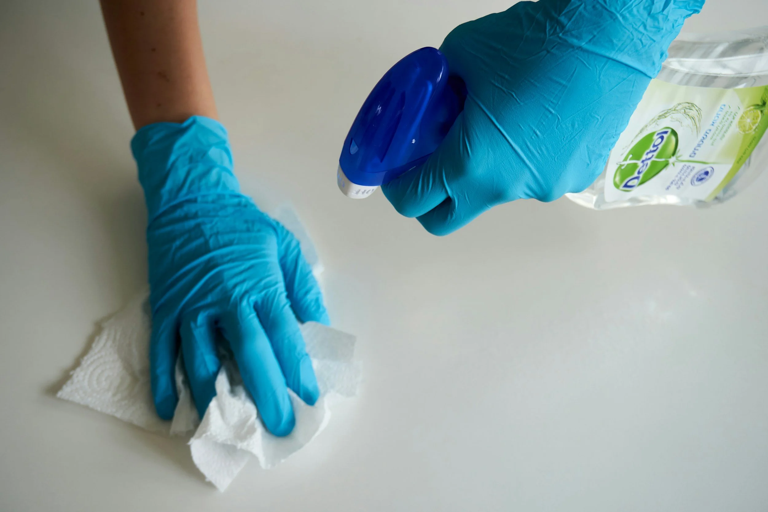 commercial cleaning - disinfecting an area