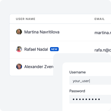 Screenshot of a login or registration interface showing user profiles and a login form.