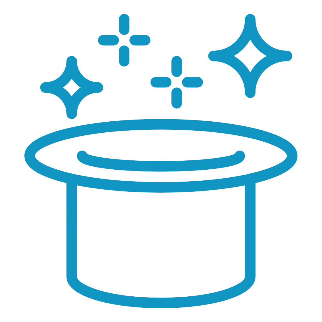 Magician's hat with sparkling stars.