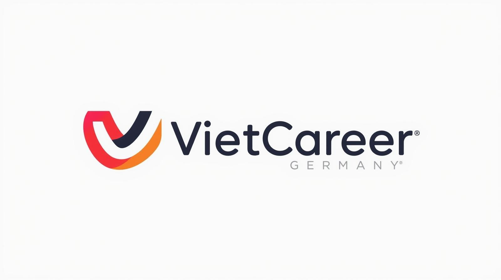 Logo von VietCare Germany mit einem stilisierten W-Design in rot, schwarz und orange, gefolgt von dem Text 'VietCare Germany' auf weißem Hintergrund.