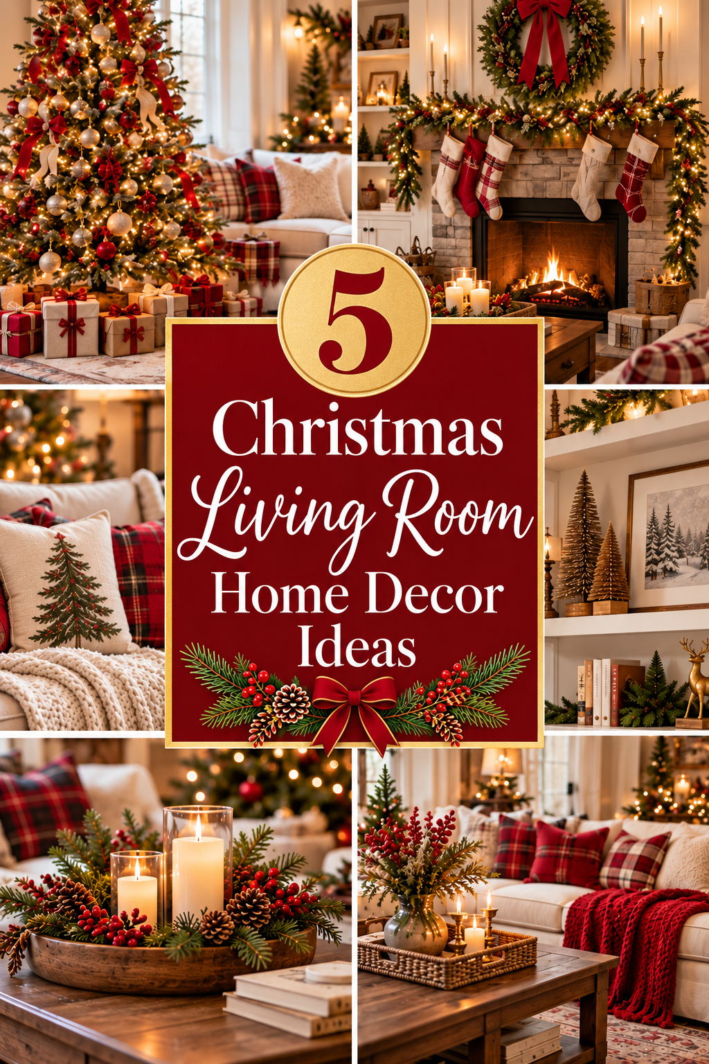 5 Christmas Living Room Home Decor Ideas
