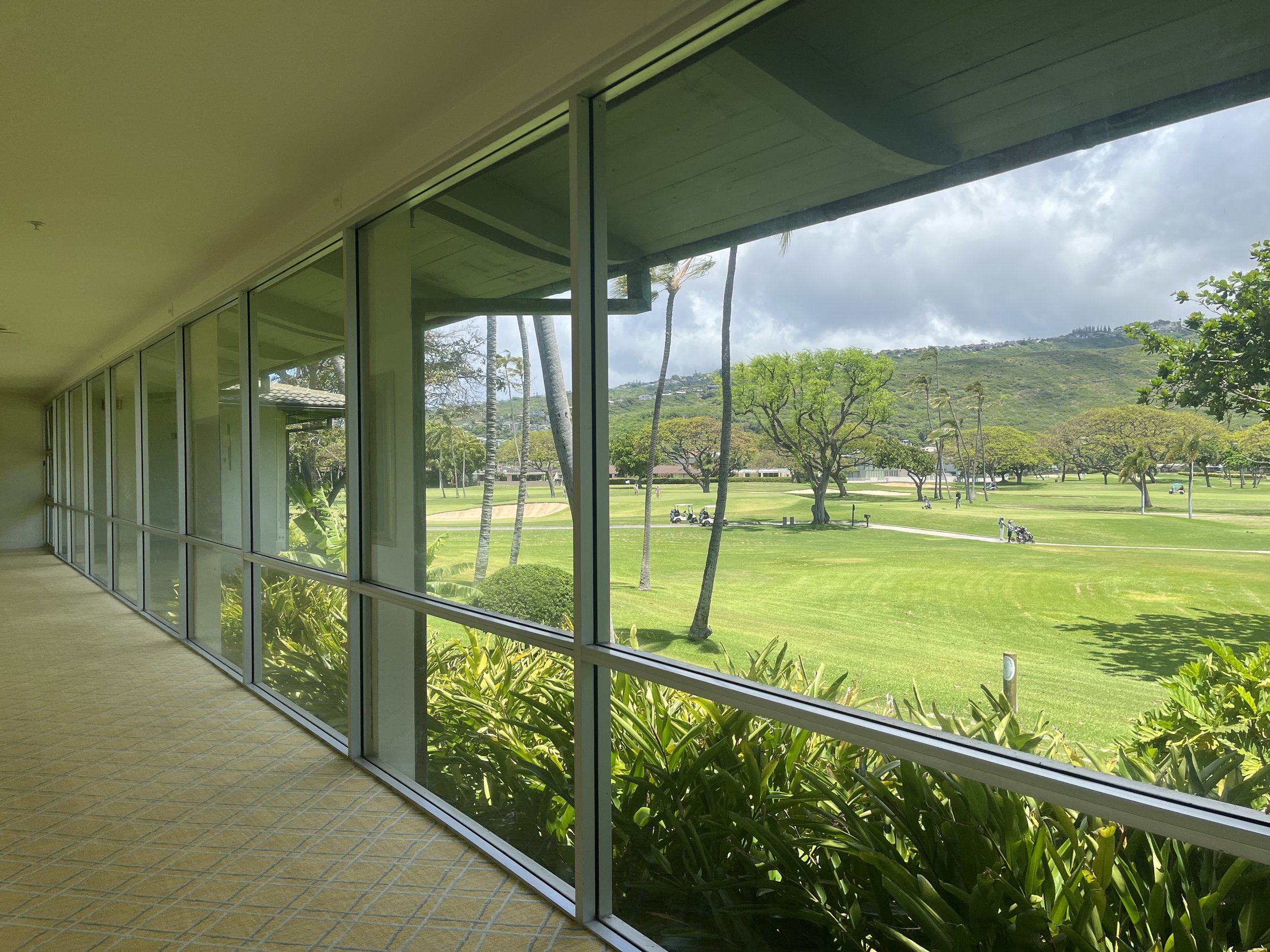View from inside resort of golf course at the Kahala Resort