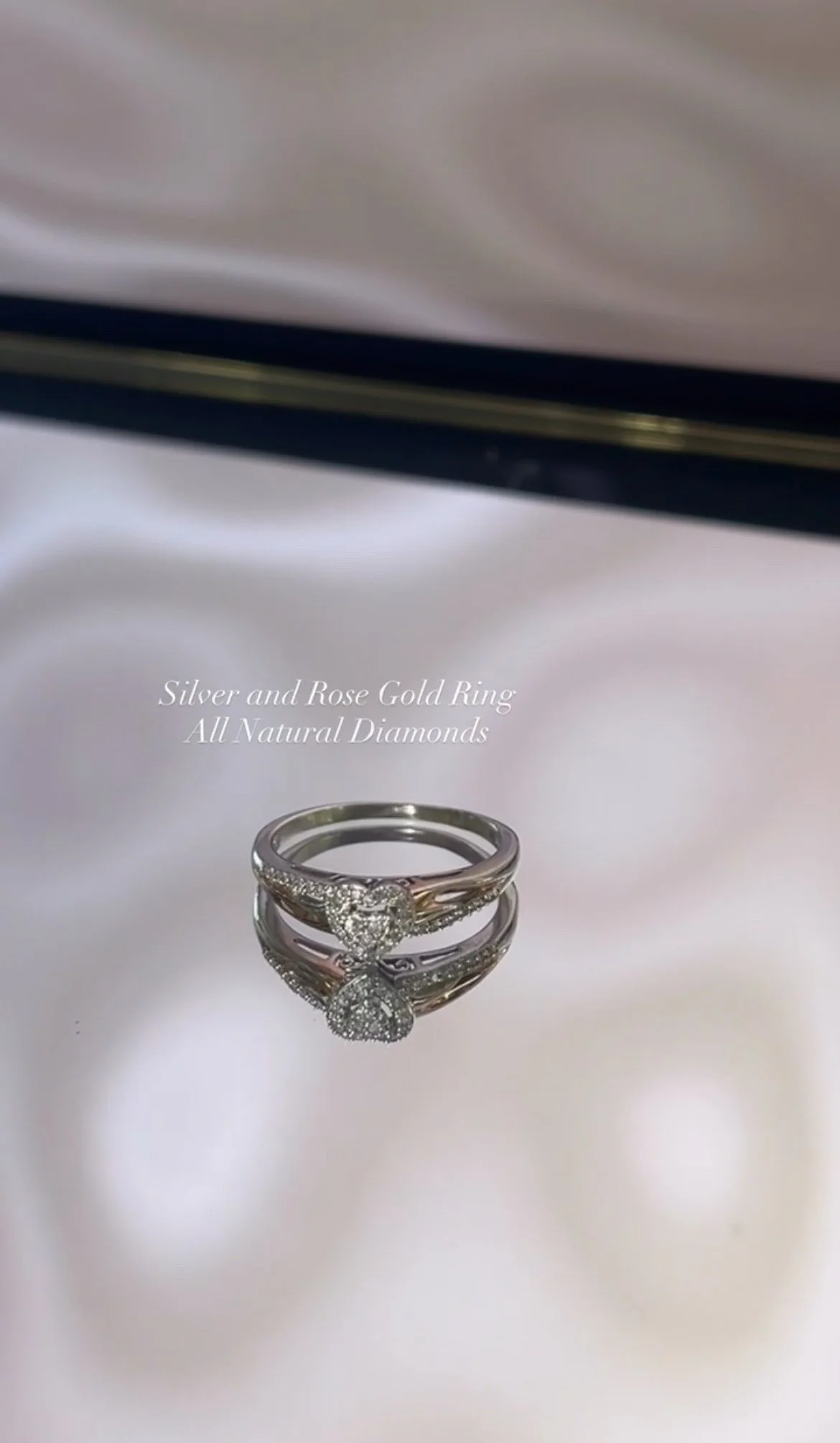 Silver and Rose Gold Ring All Natural Diamonds