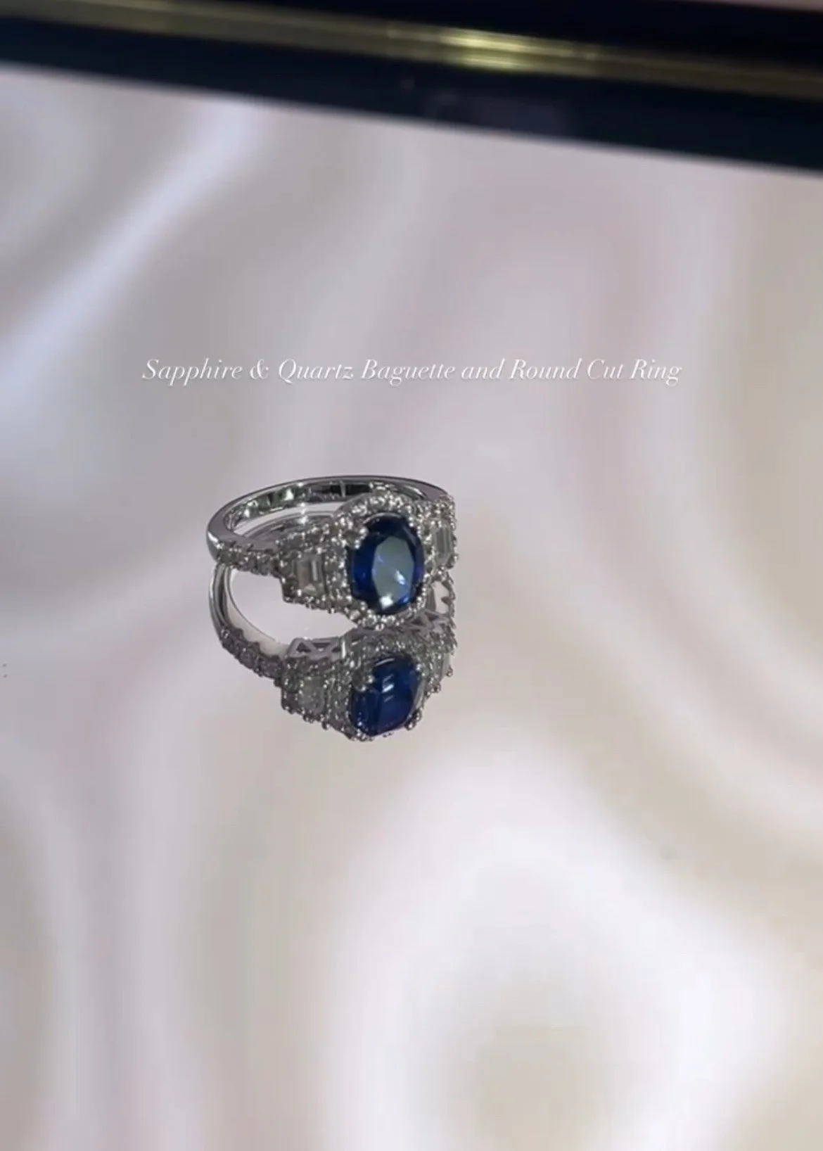 Sapphire and Quartz Baguette and Round Cut Ring
