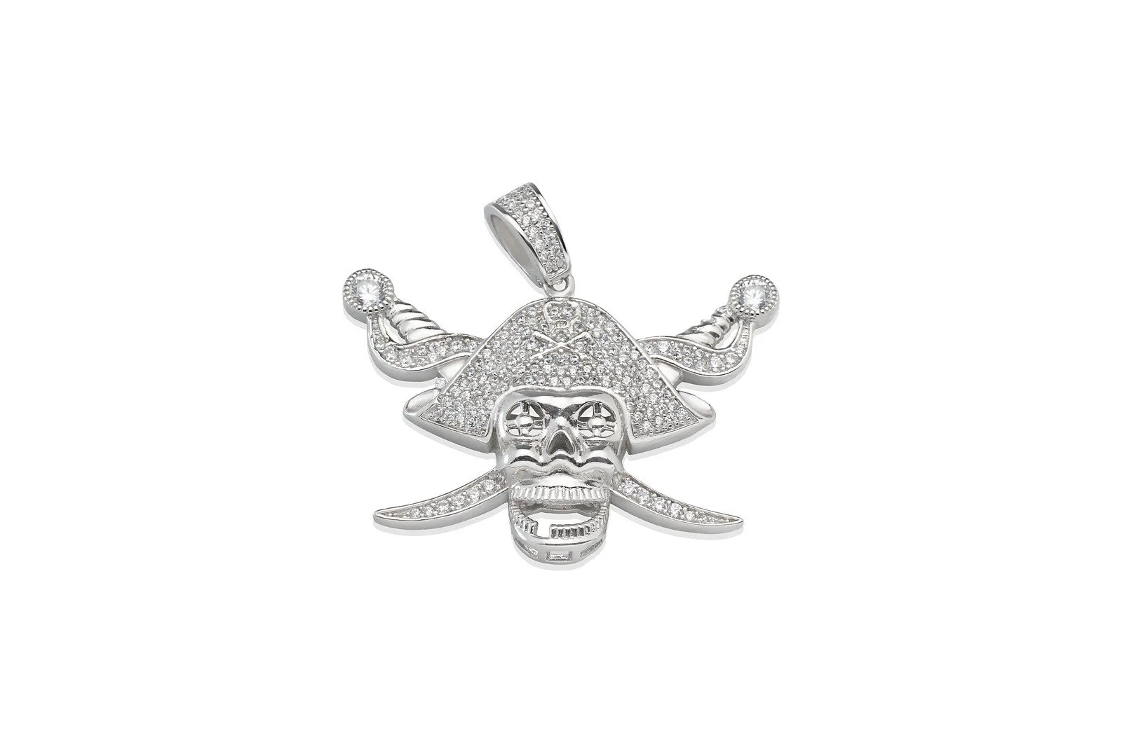 Solid 925 Sterling Silver Jolly Roger Pendant