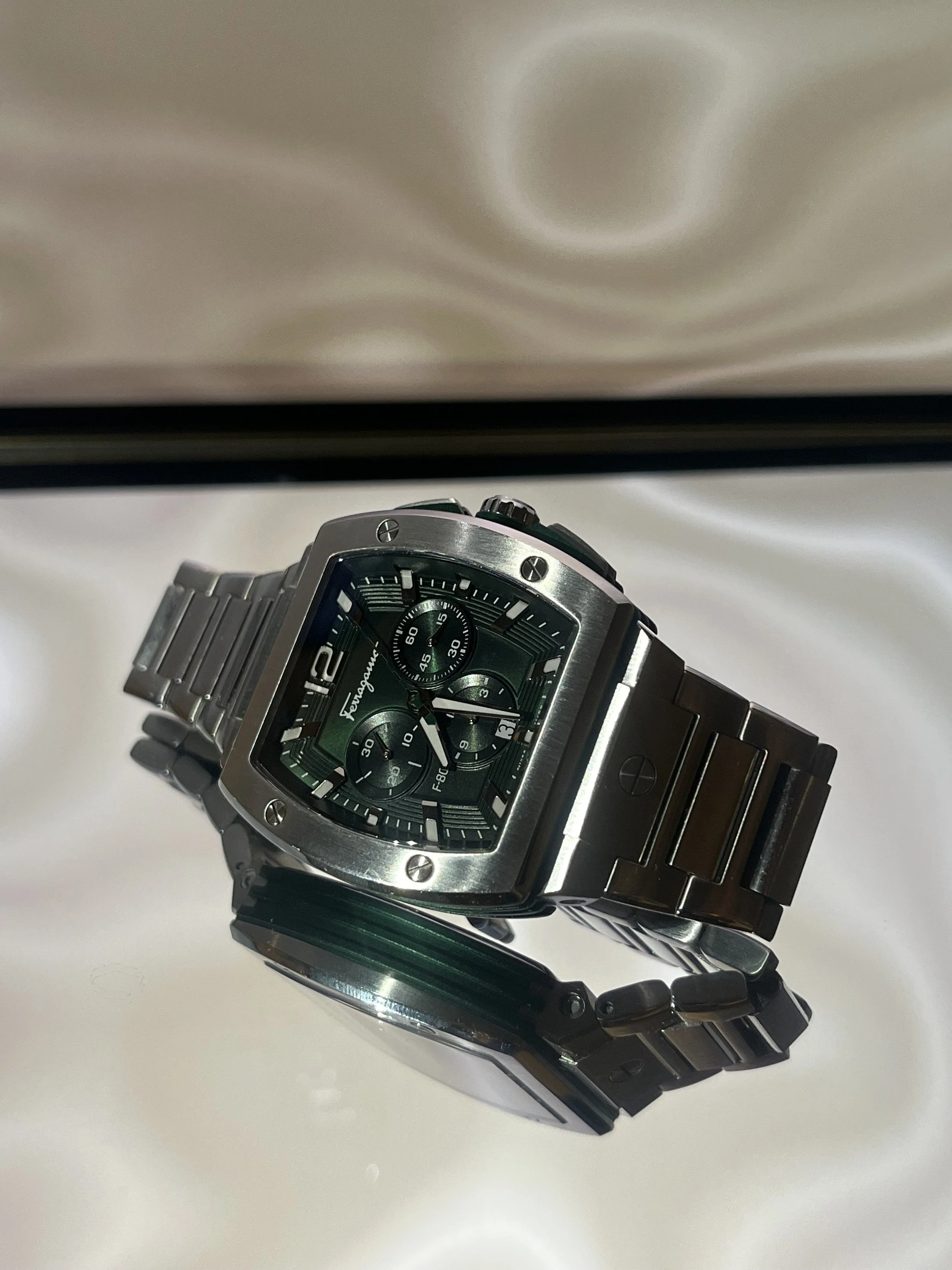 F-80 Salvatore Ferragamo Chronograph Stainless Steel & Forest Green Dial