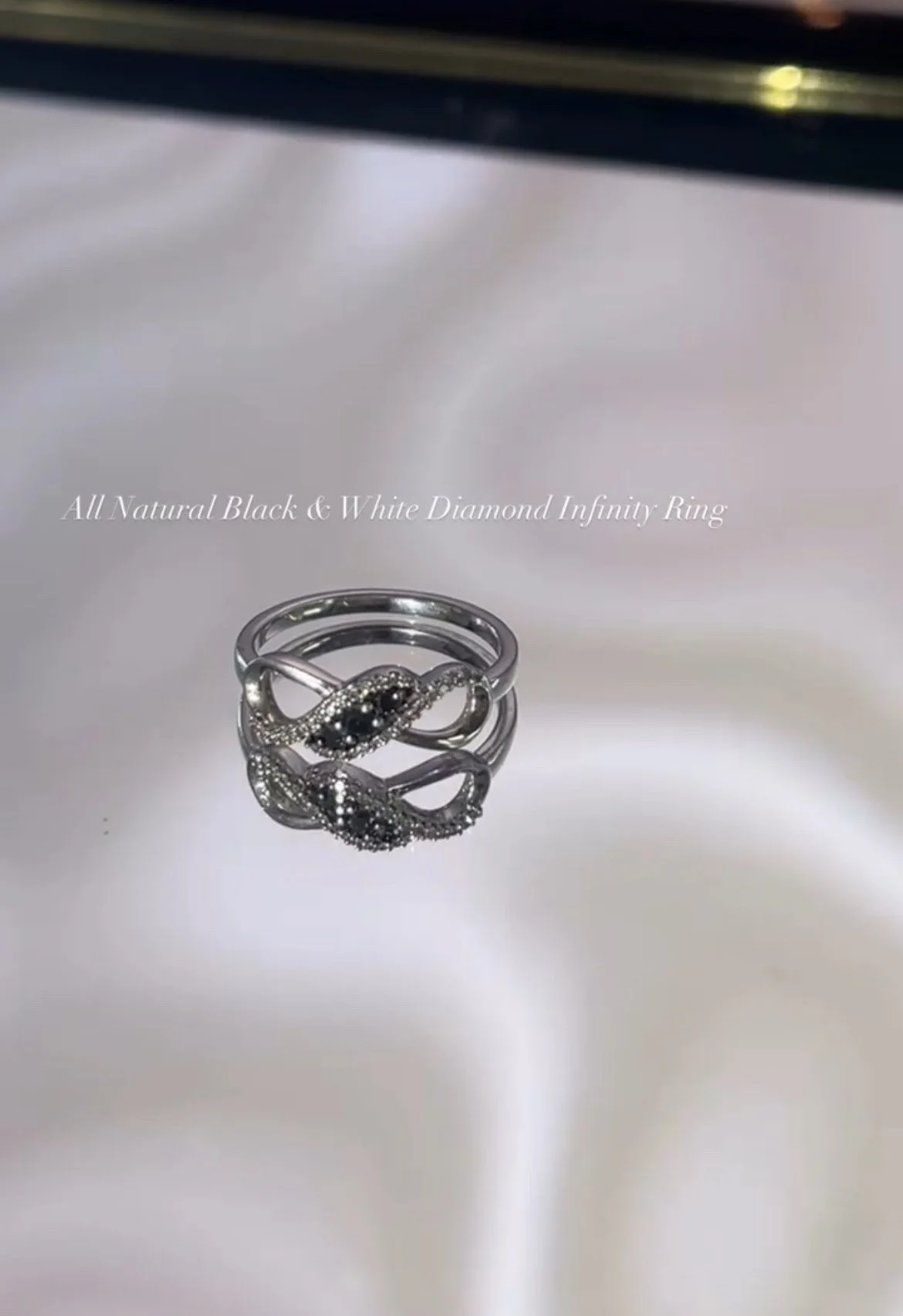 All Natural Black & White Diamond Infinity Ring