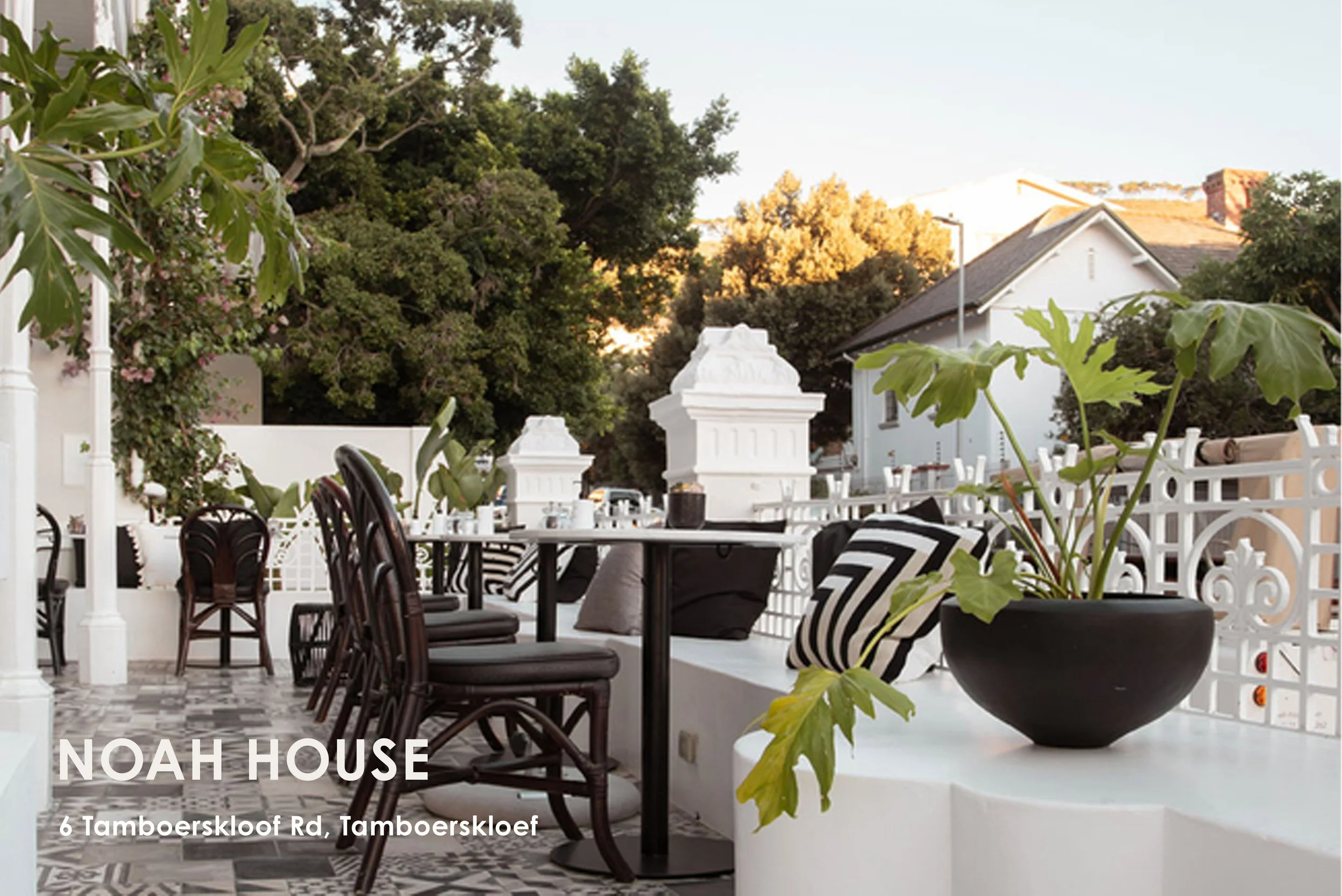 Perched on the corner just above Groundglass' previous office in Tamboerskloef, sits the sleek Victorian NOAH House, a boutique hotel with a weekend café that prioritises local ingredients in their vegan and gluten-free friendly menu. Pop by for some