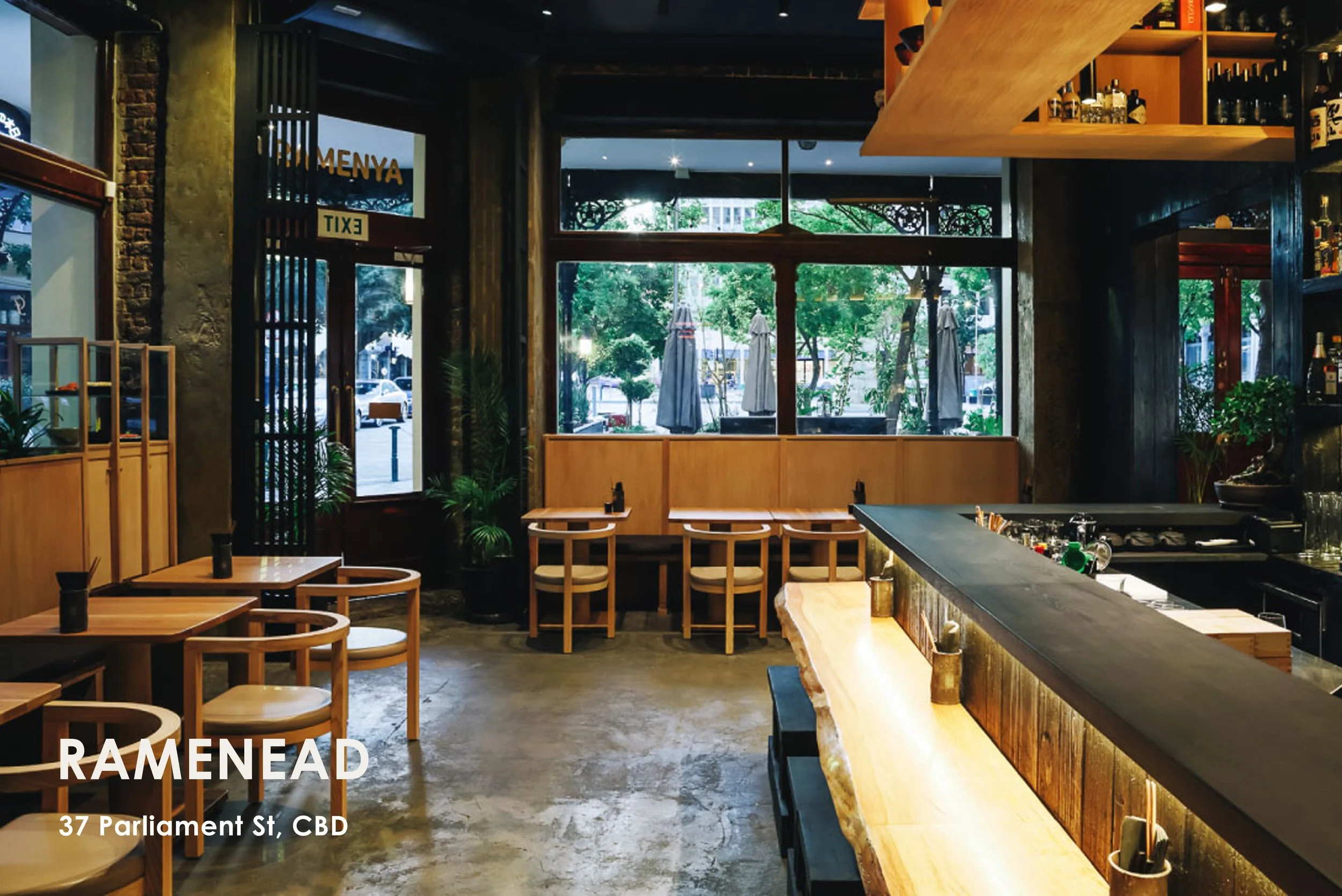 Born from a 10 day ramen tasting trip in Japan, FYN's casual younger sibling Ramenhead is conjuring up complex, authentic broths, handmade noodles and Japanese snacks. The design space and crockery also pays homage to the location that inspired the c