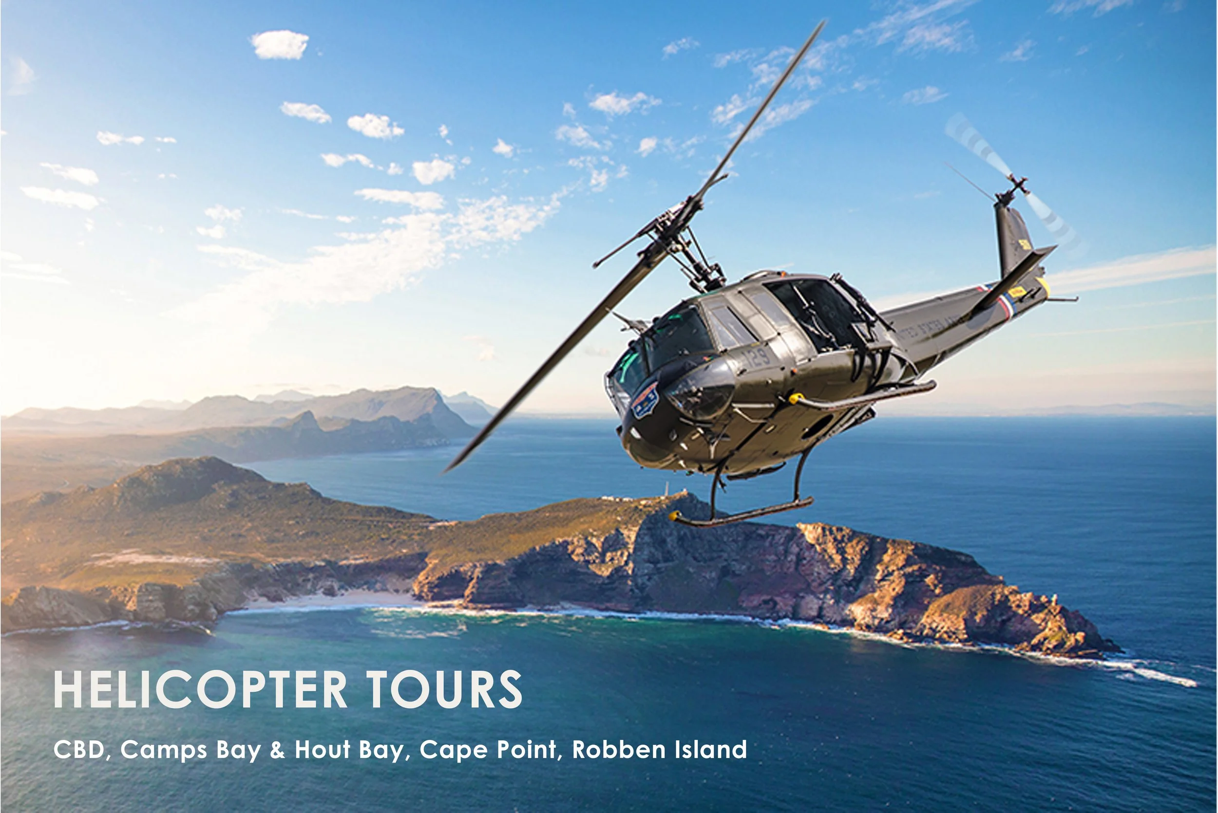 Sport Helicopters is highly rated with an average 5-star rating and over 700 reviews on TripAdvisor. 


Flying around Cape Town, one of the world’s most beautiful cities, with breathtaking sights such as Table Mountain, the V&A Waterfront, Robben Isl