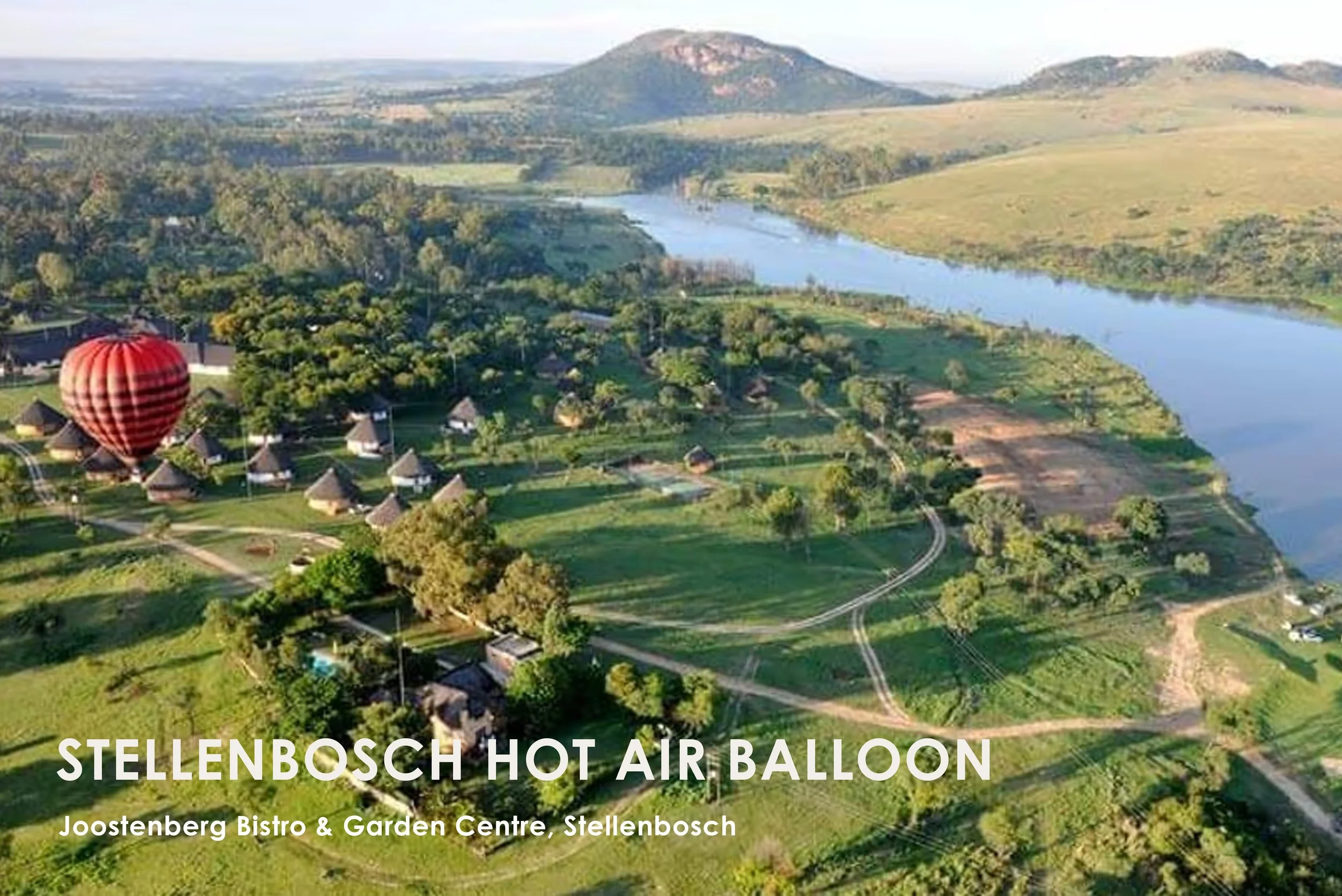 Climb aboard for a Sunrise Hot Air Balloon ride and experience breathtaking views of the wine land region of Stellenbosch. Sample some of our locally produced sizzling little bubbles after your feet are safely back on the ground. Visit the wine estat