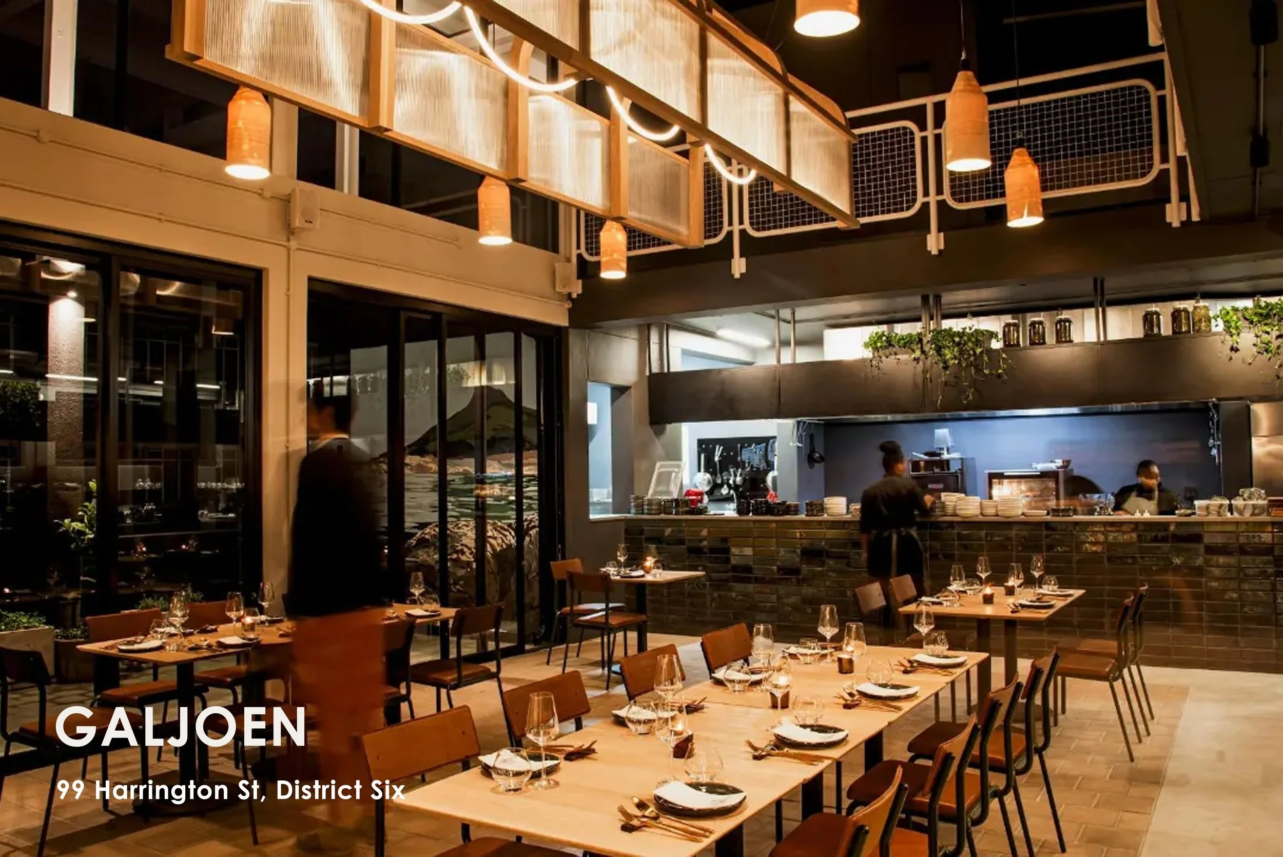 Galjoen is a reservation‑only, sustainably‑focused seafood restaurant tucked into a semi-industrial space on Harrington Street in Cape Town’s District Six. With just 25–30 seats and no menu, guests embark on a chef-led tasting journey showcasing only