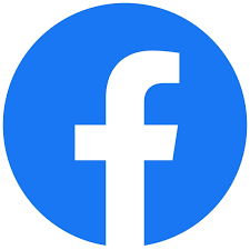 Blue circle with white lowercase letter 'f' in the center, representing the Facebook logo.