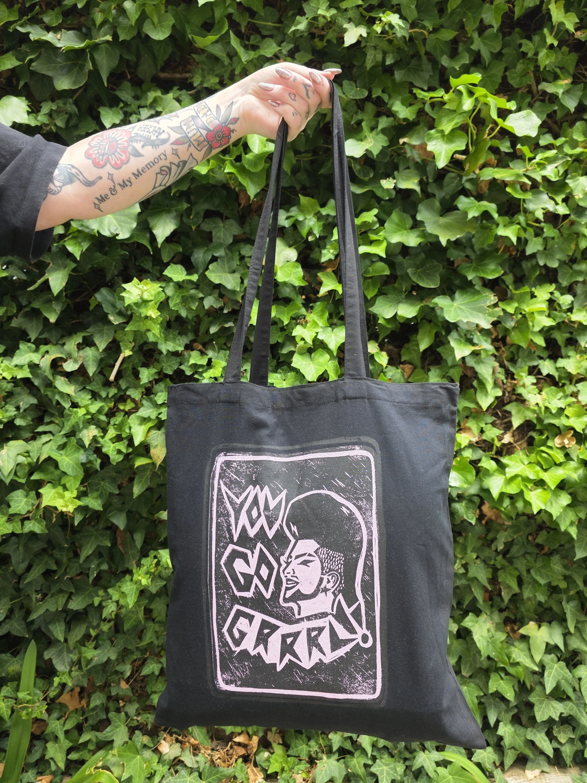 You Go Grrrl Tote Bag- Black