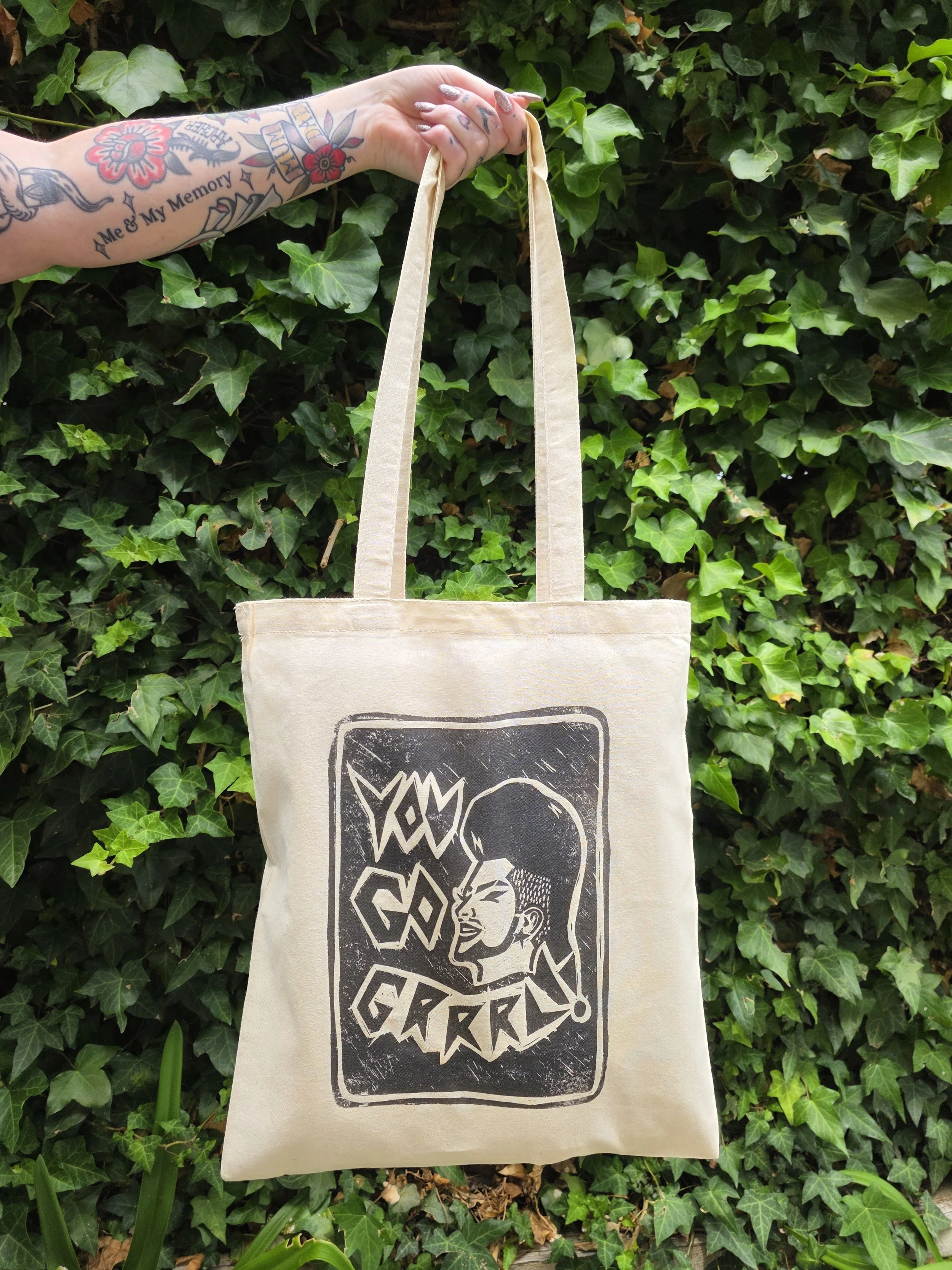 You Go Grrrl Tote Bag- Cream