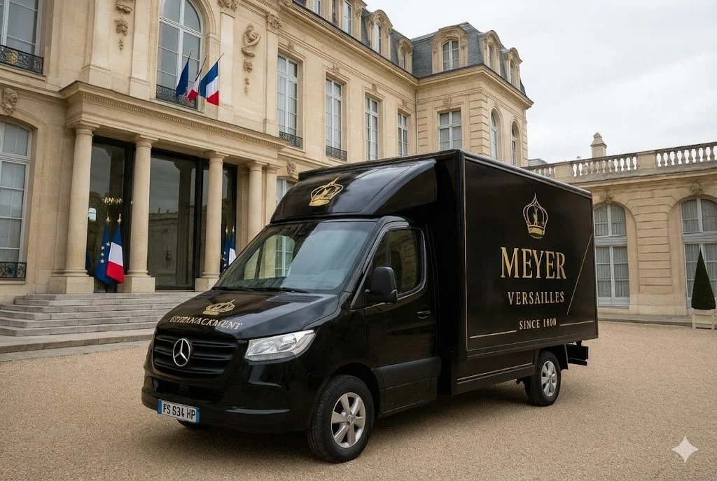 Logo de la présidence de la République française avec un emblème bleu au centre, entouré de feuilles, et un fond noir, avec la phrase "PRÉSIDENCE DE LA RÉPUBLIQUE" en dessous.