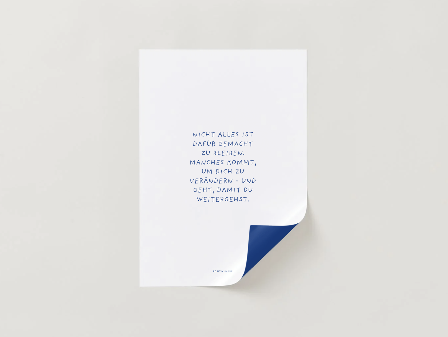 Spruch-Print in Weiß mit blauer Schrift zum Ausdrucken