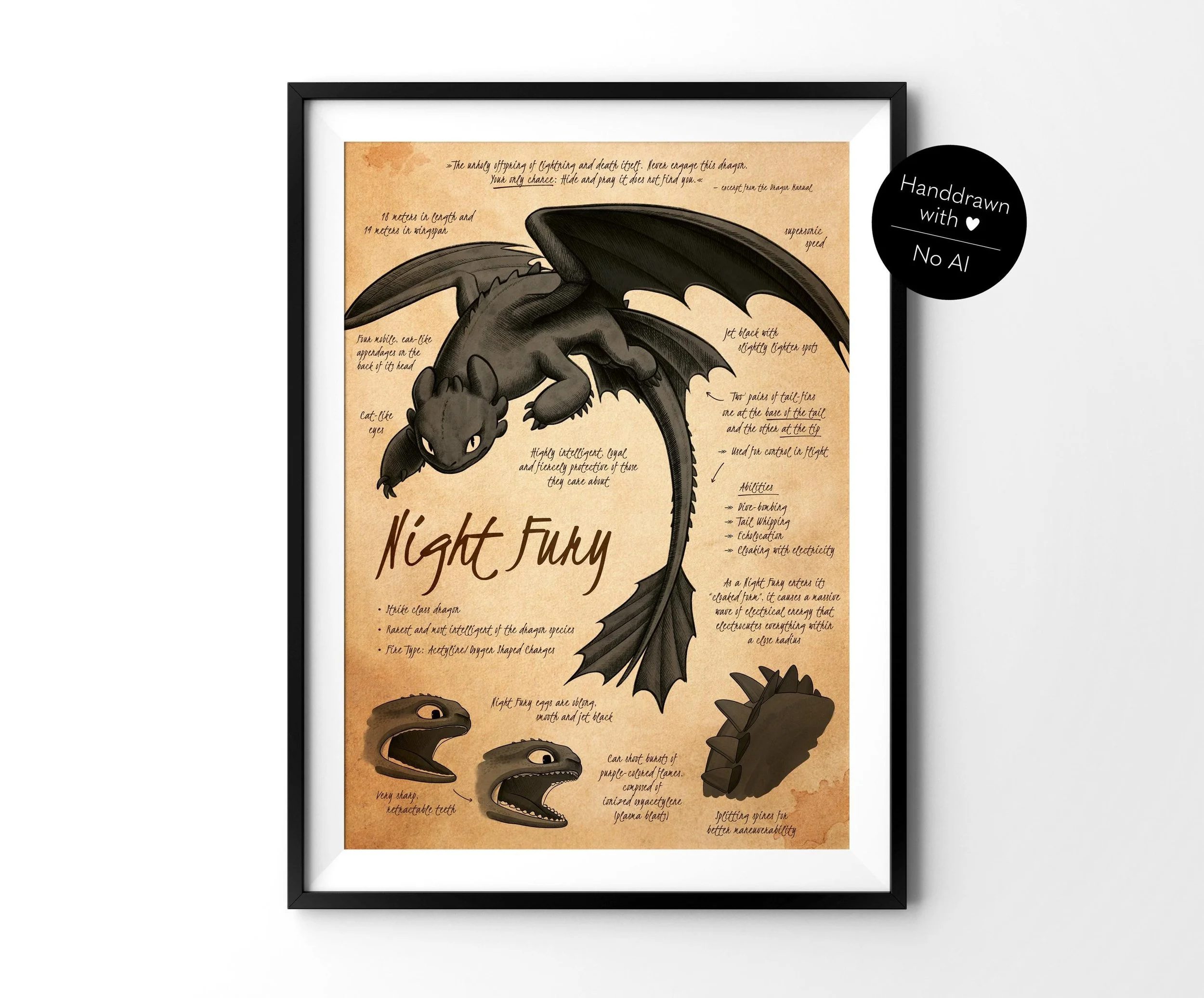 Night Fury Art Print | Magical Fantasy Poster (DIN A4 & 8x10in)