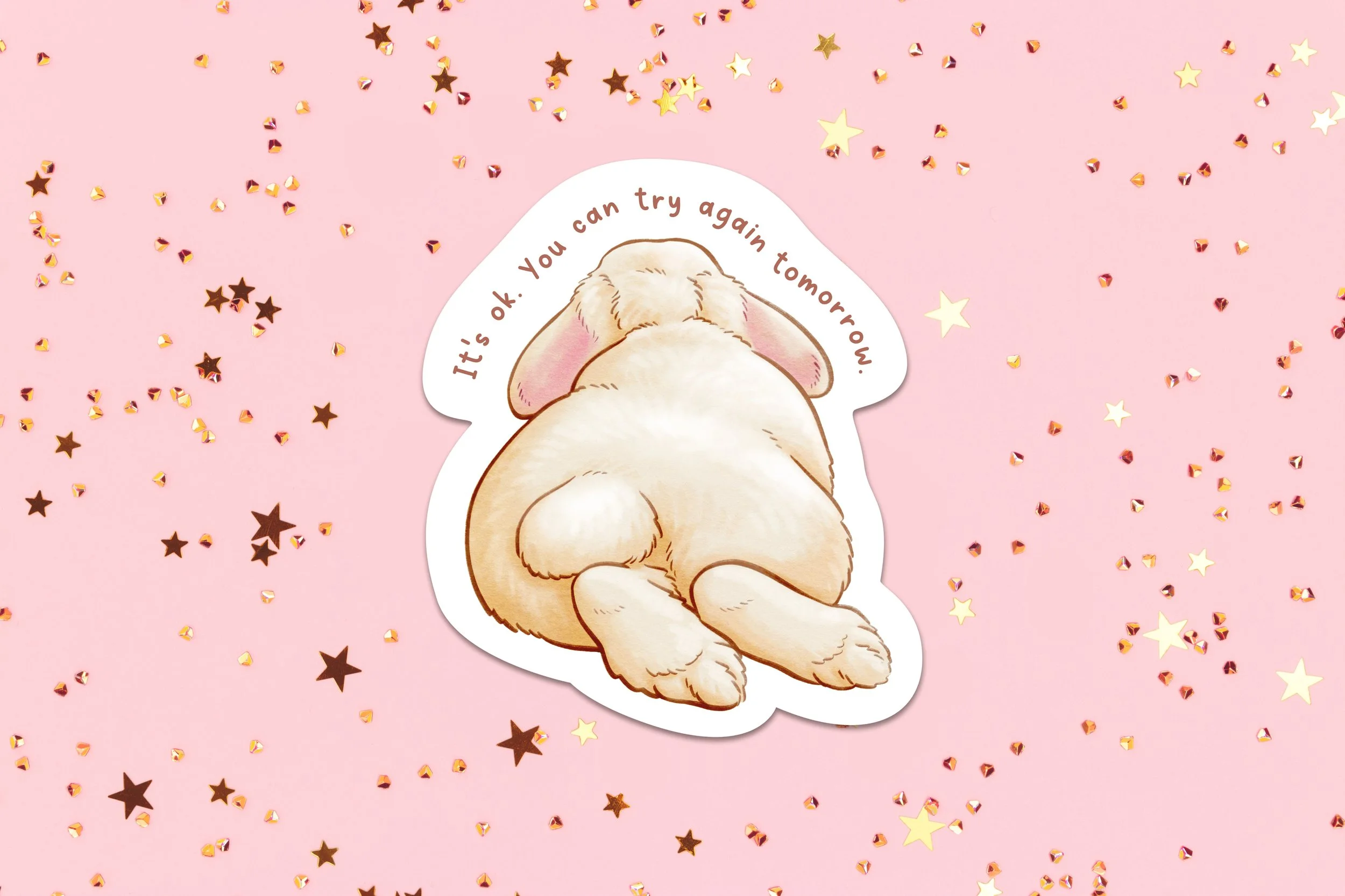 Bunny Sticker “You can try again tomorrow” | 2.1 x 2.4 inch