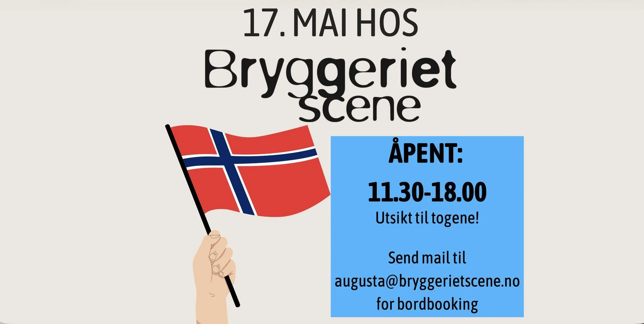 Vi holder åpent på 17.mai!