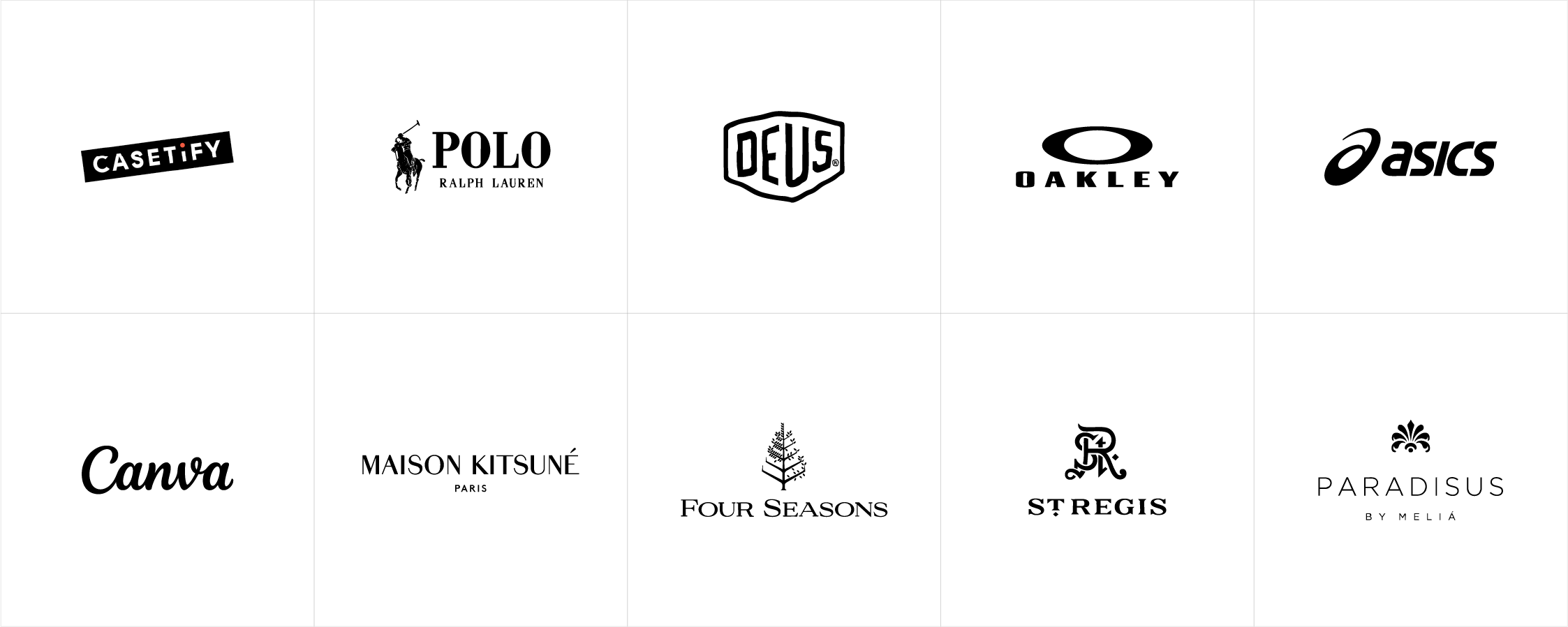 White background with the text client logos in black letters.