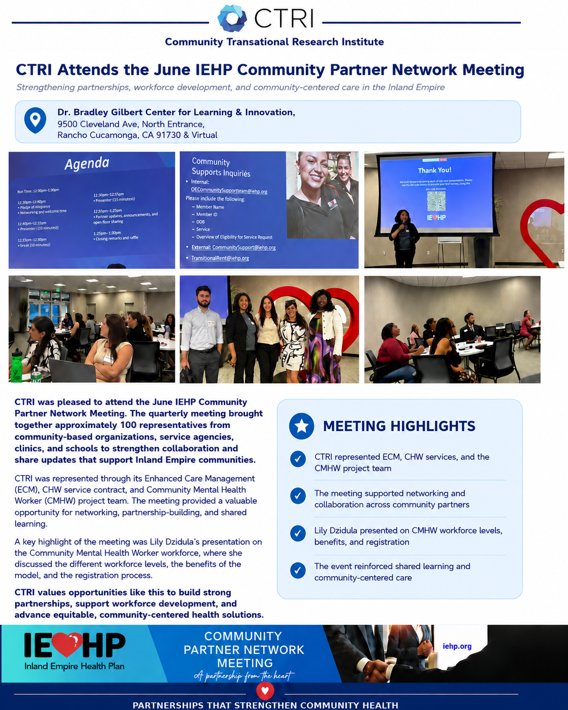 CTRI Participates in the June IEHP Community Partner Network Meeting