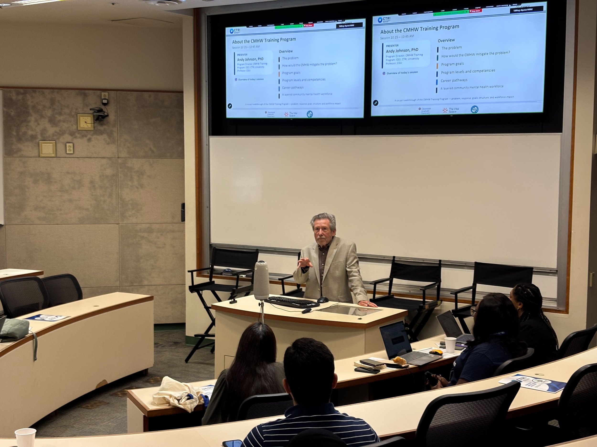 Dr. Andy Johnson opens the session on the CMHW Training  Program.