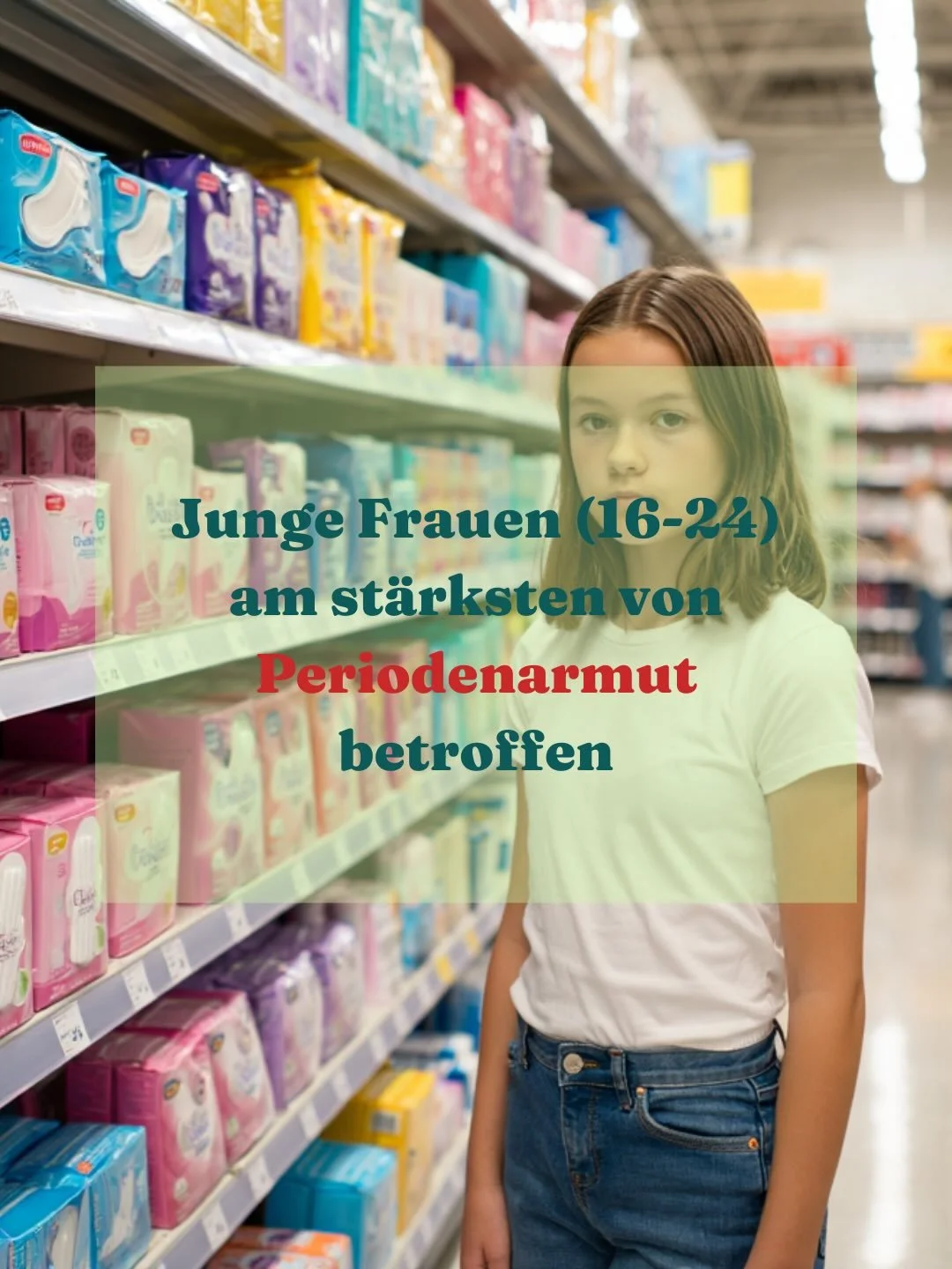 Junge Frauen (16&ndash;24) sind am st&auml;rksten von Periodenarmut betroffen.&ldquo; 🚨

Fast drei Viertel der 16- bis 35-J&auml;hrigen geben an, dass sie sich besser mit Menstruationsprodukten versorgen w&uuml;rden, wenn diese g&uuml;nstiger w&auml