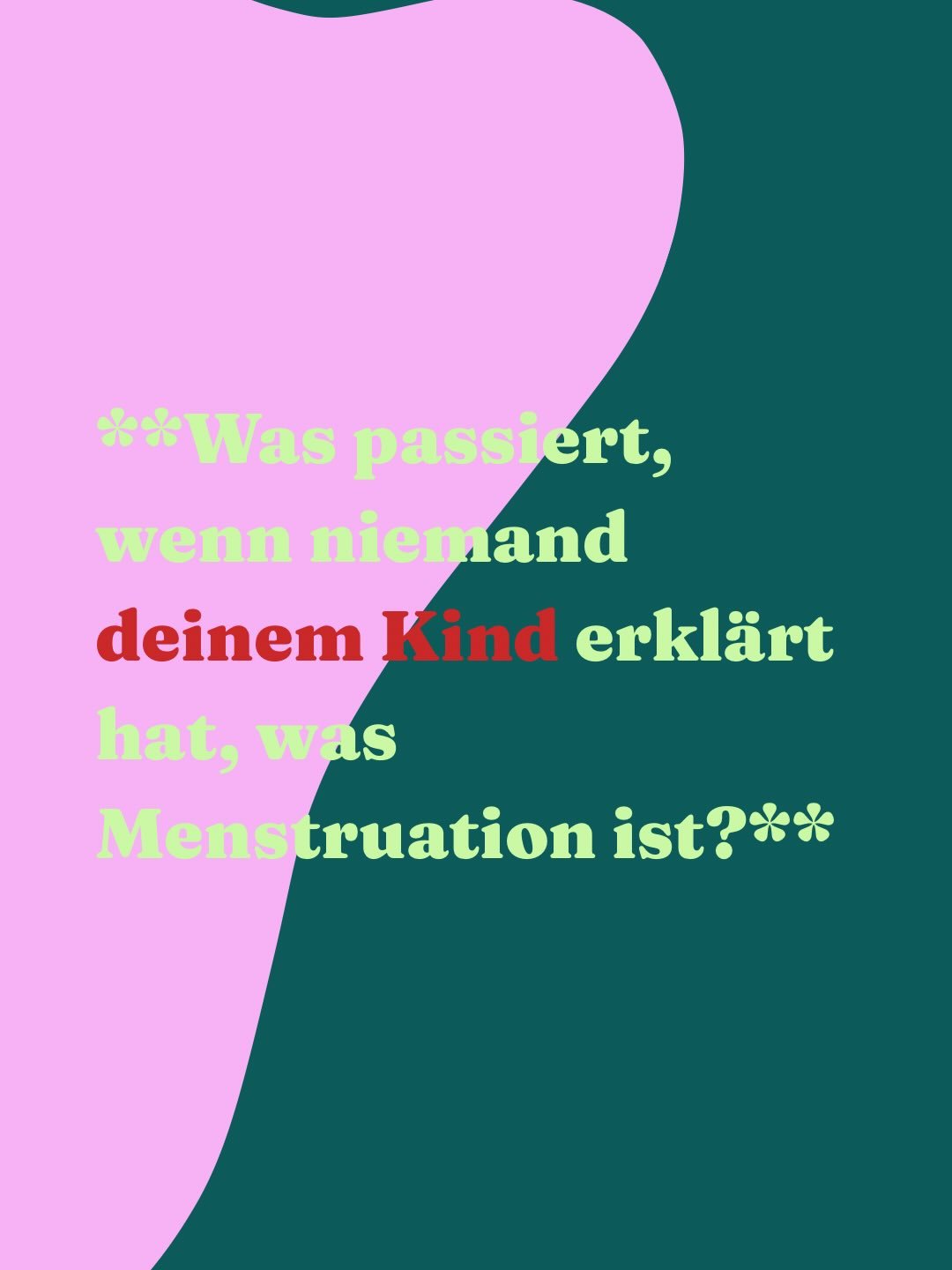 1 von 5 Kindern erlebt die erste Periode, ohne zu wissen was passiert. 🩸
Das ist keine Kleinigkeit. Denn dieser erste Moment pr&auml;gt, wie ein Kind jahrelang &uuml;ber seinen eigenen K&ouml;rper denkt.
Aufgekl&auml;rte Kinder erleben die Menarche 