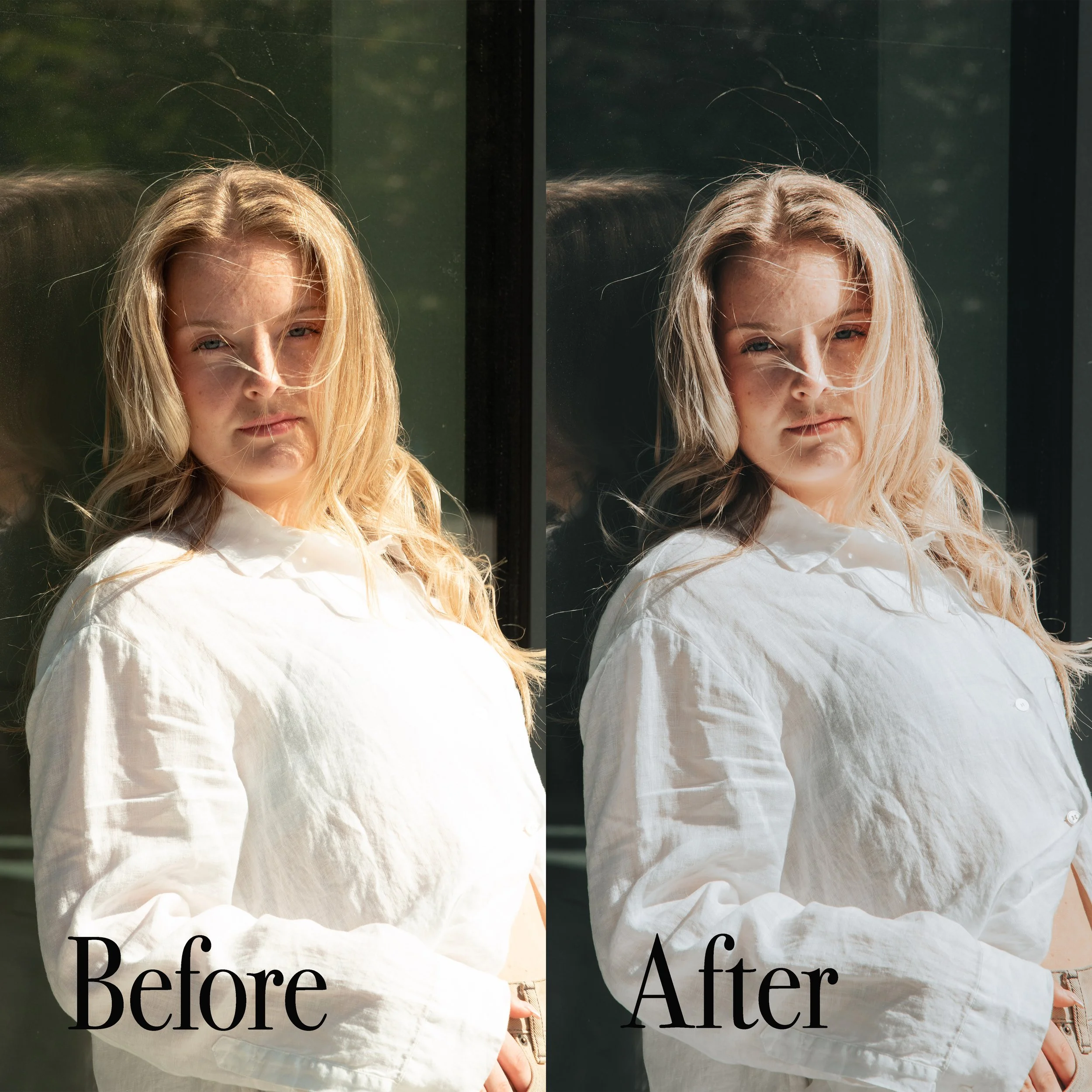 Før og etter bilde Direct sun