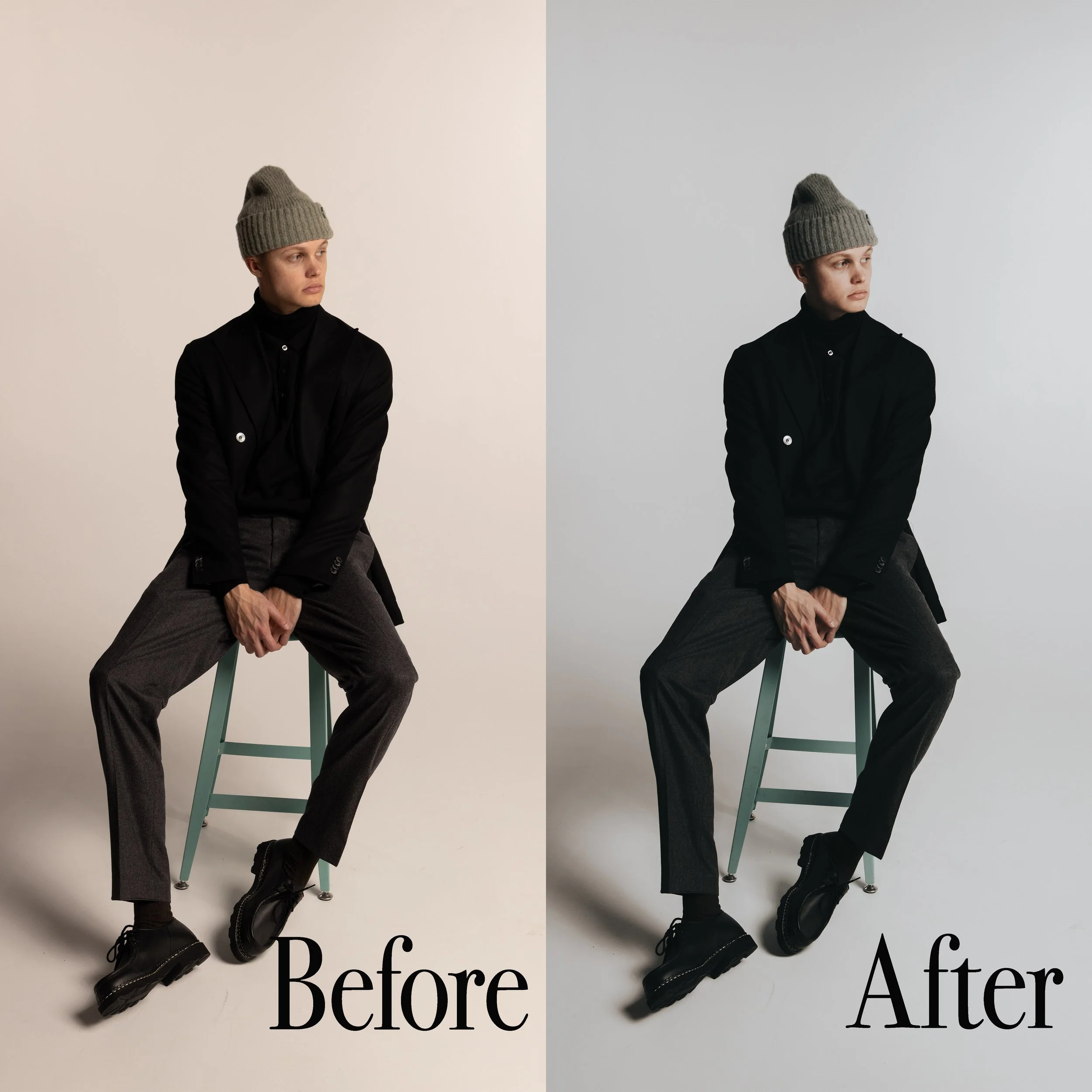 Før og etter bildet Soft dark