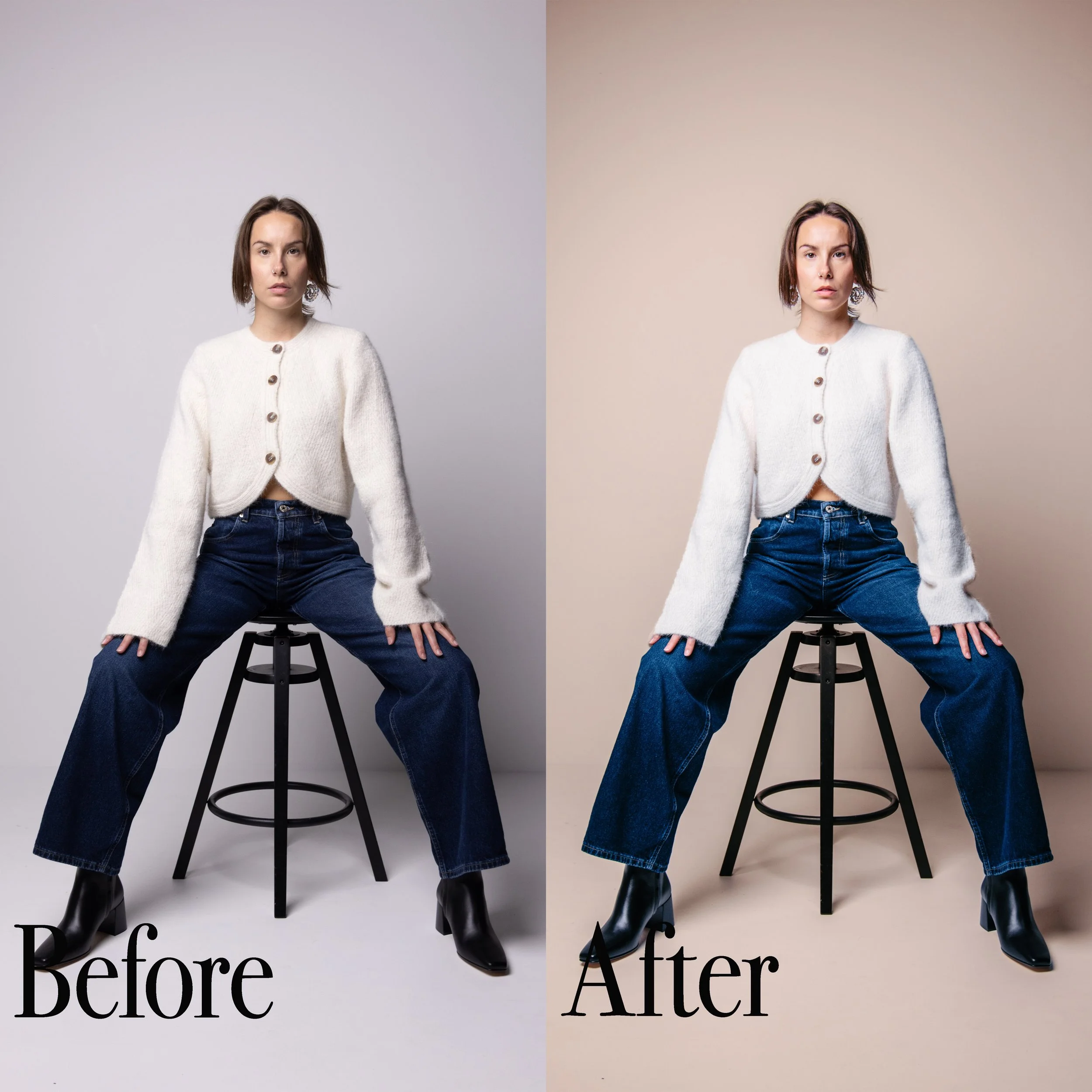 Før og etter bilde Orange