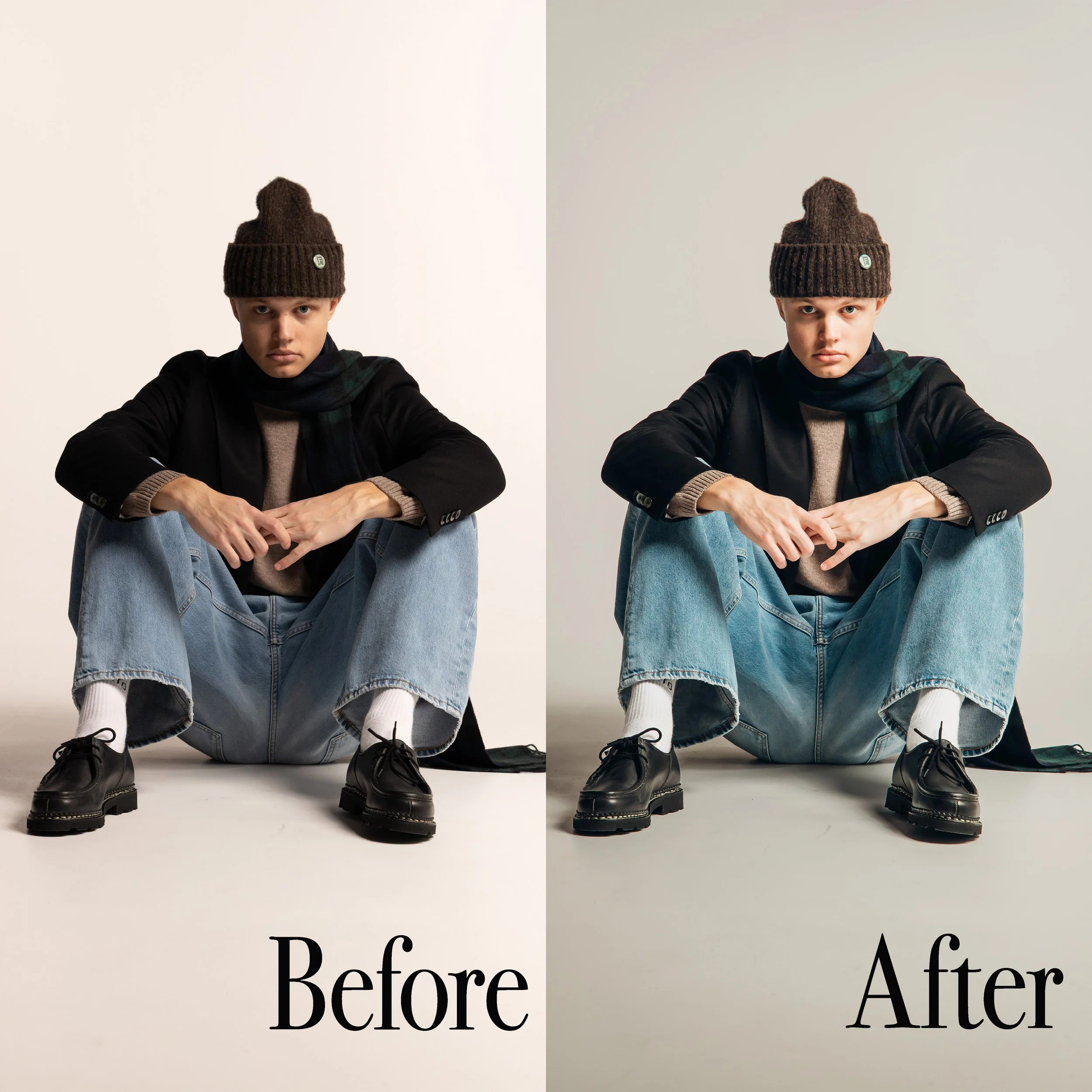 Før og etter bilde Turkis tint