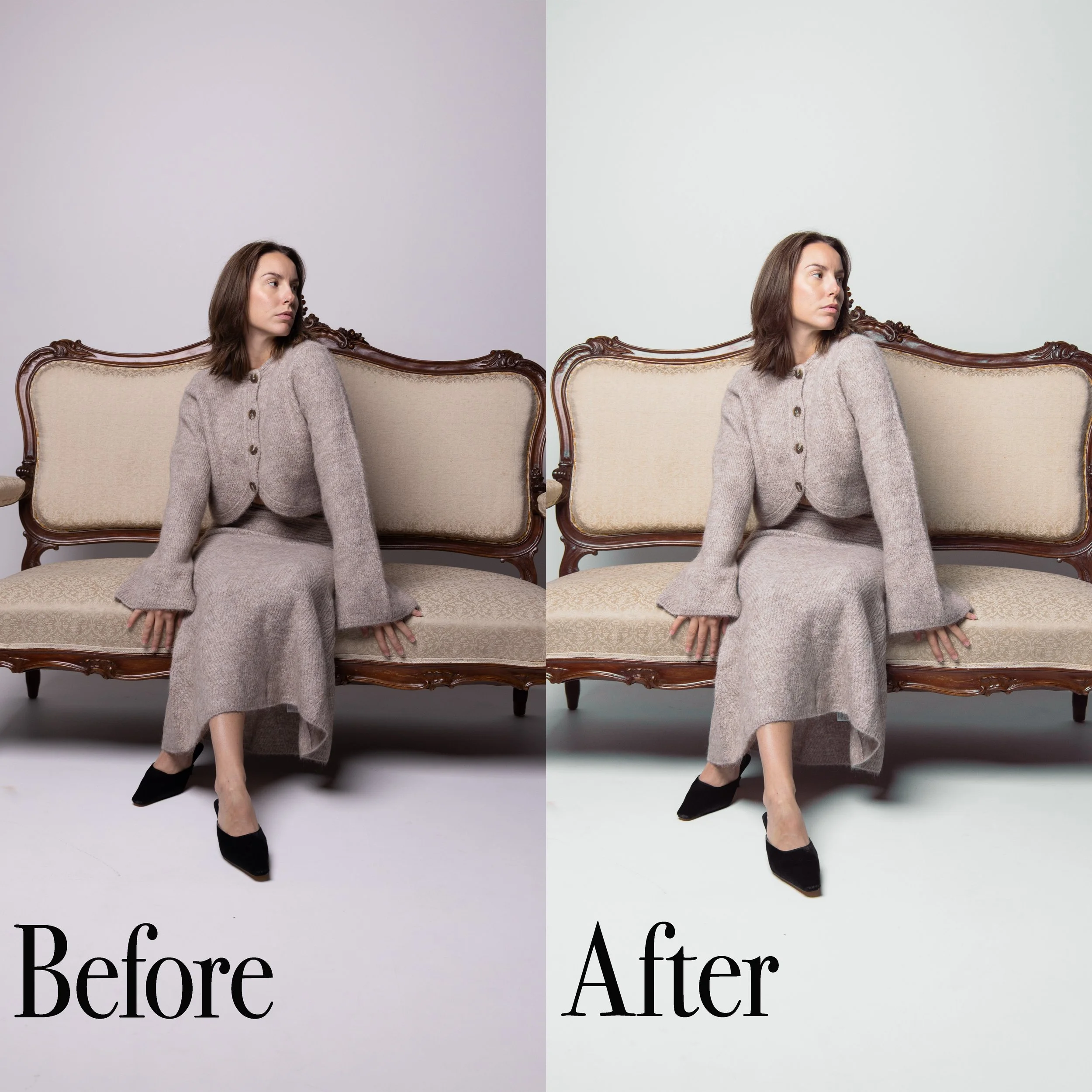 Før og etter bilde Green teal