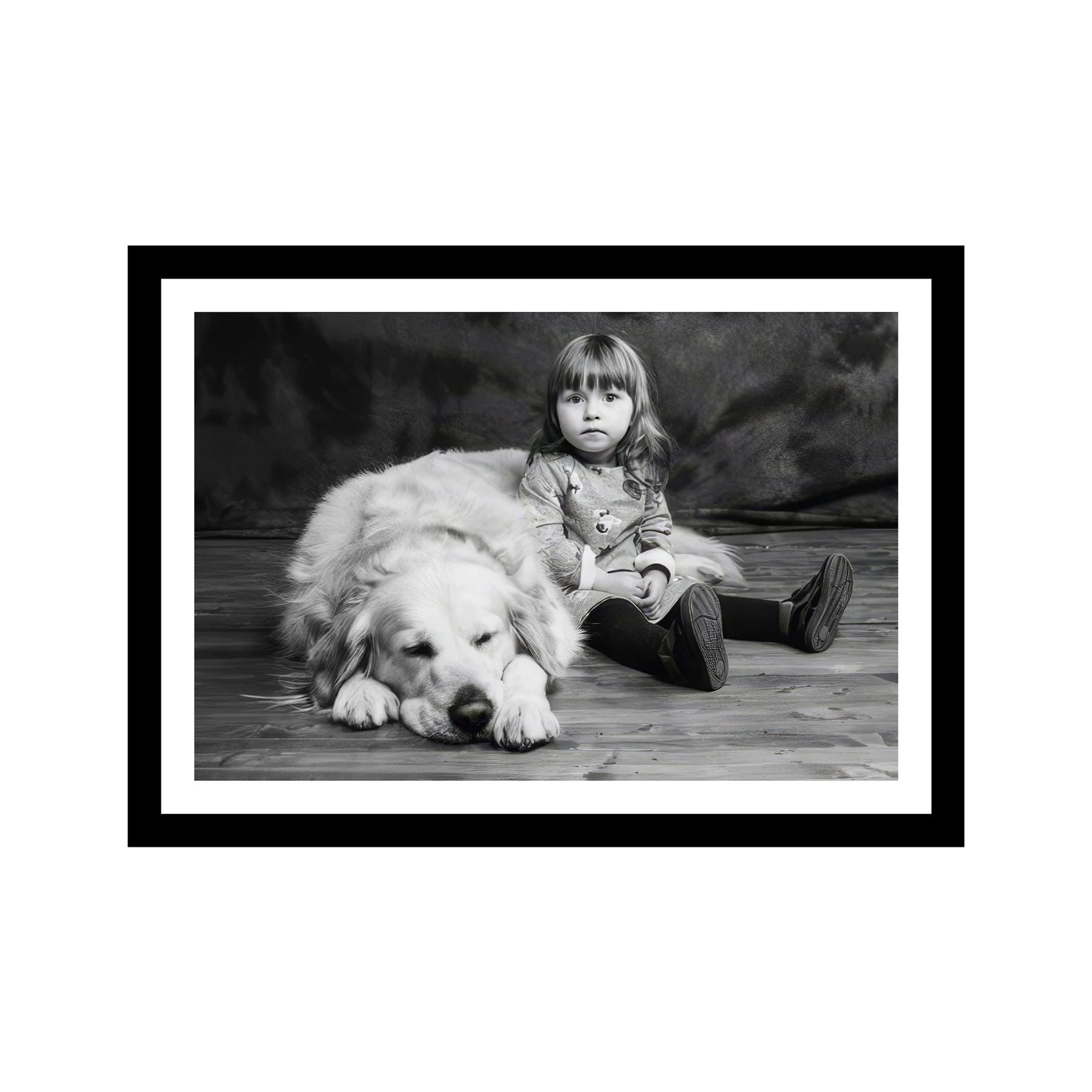 Ritratto fotografico stampato in misura 30×42 con cornice in legno nero matt 33×45