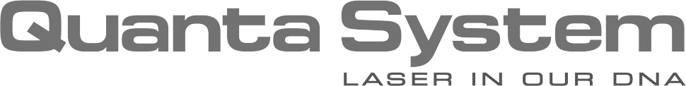 Black and gray logo reading 'Quanta System Laser in Our DNA'.