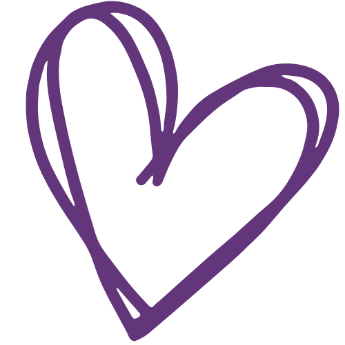 Purple hand-drawn heart outline on transparent background for Lara Desrosiers' Pelvic Resilience for occupational therapy continuing education and mentorship.