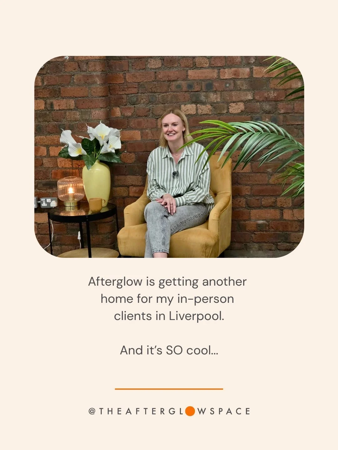Afterglow has a new home in the city 🧡

From November, I&rsquo;ll be seeing in-person clients at the brand new @thebalticcentre - a truly unique counselling and wellbeing hub in the heart of the Baltic Triangle.

It&rsquo;s never just how a space lo