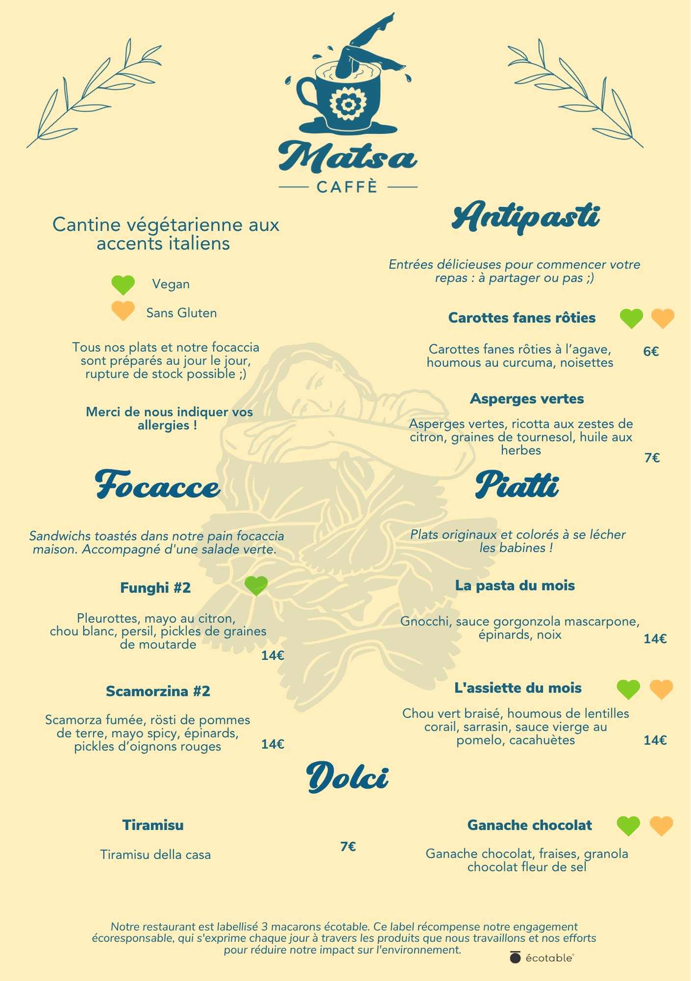 menu avril 2026 pasta gnocchi