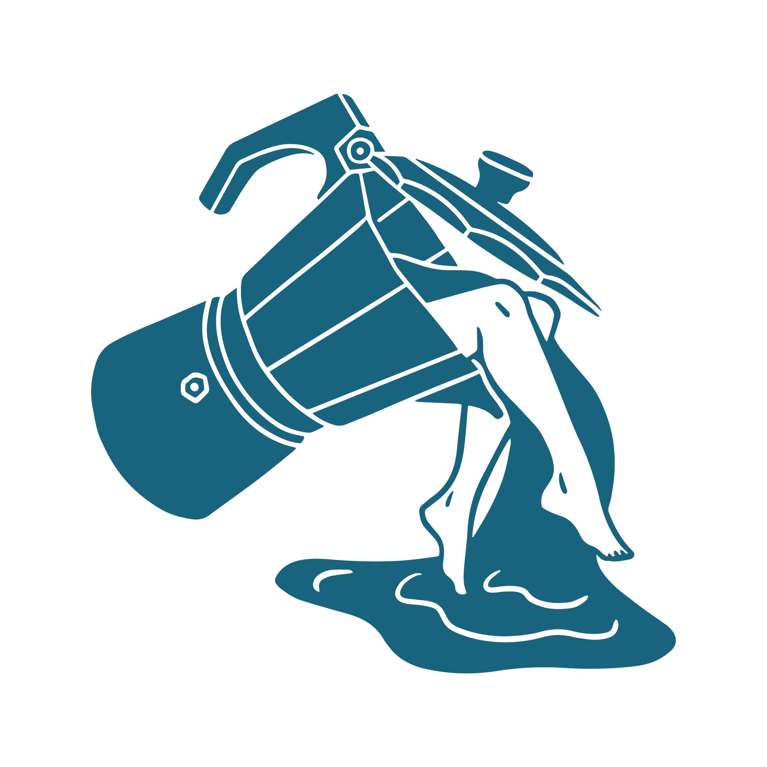 Illustration en style graphique d'un robinet avec de l'eau qui en coule, formant une petite flaque au sol.