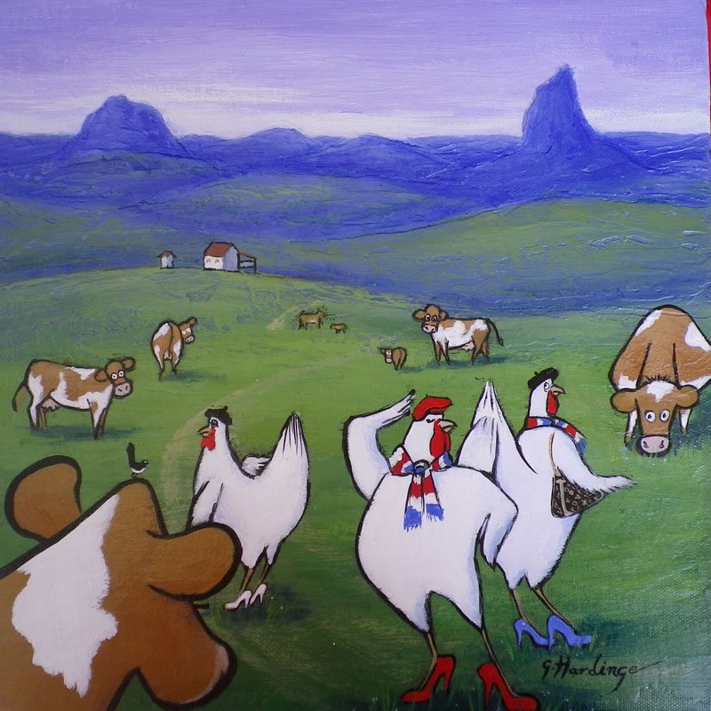 Gaynor Hardinge three-french-hens-acrylic-30-x-30cms-160.jpg