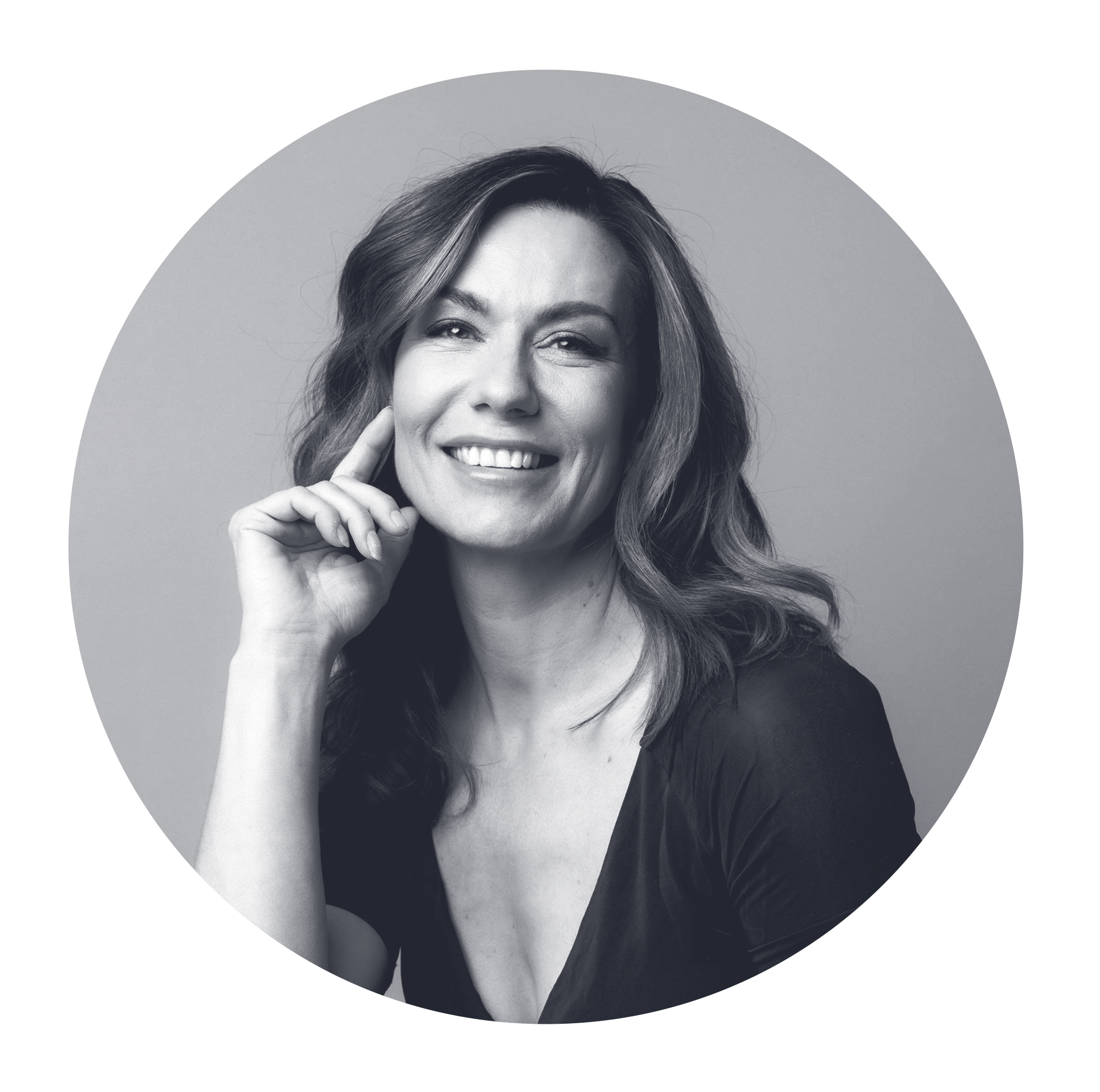 Black and white photo of Salla Kozma, excecutive producer