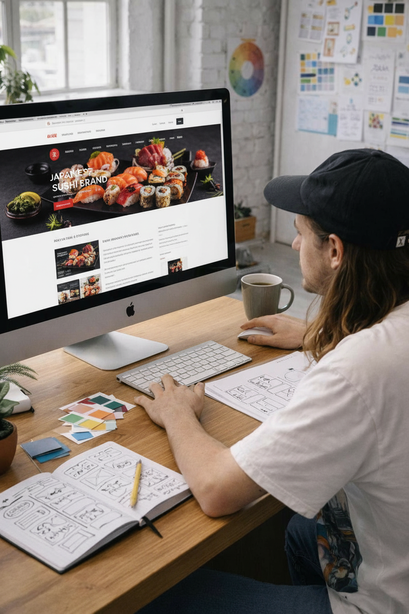 Website designer finishing a project