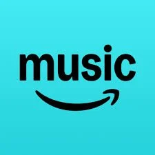 Amazon Music logo on a blue background.