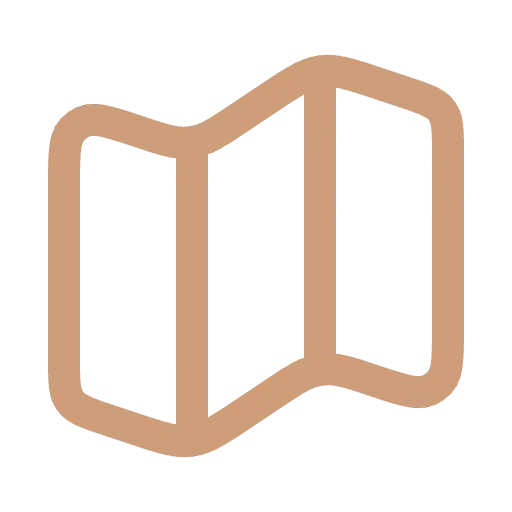 Icona di una mappa stilizzata con linee e curve