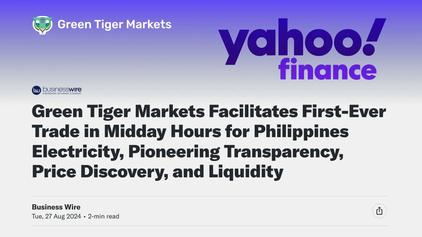 Green Tiger Markets announces its first trade in Philippines Electricity