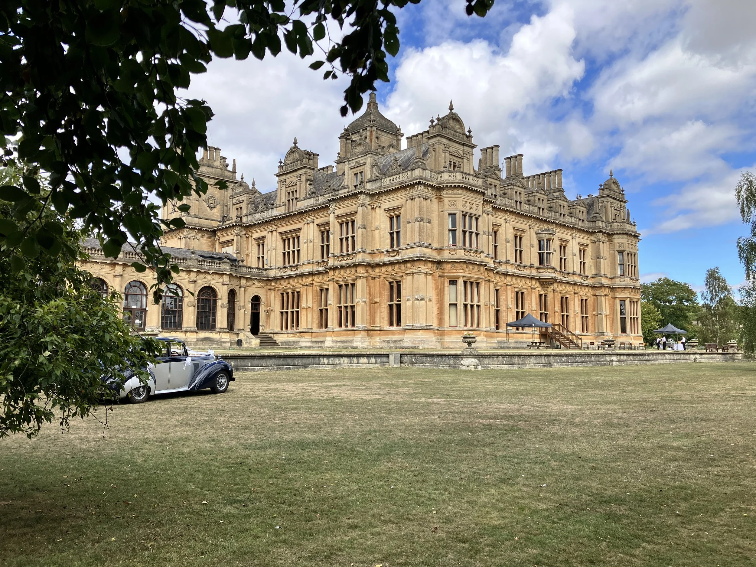 The impressive exterior of Westonbirt School which is next to Westonbirt School Chapel in Gloucestershire where Ben Humphries played the organ for a wedding ceremony 