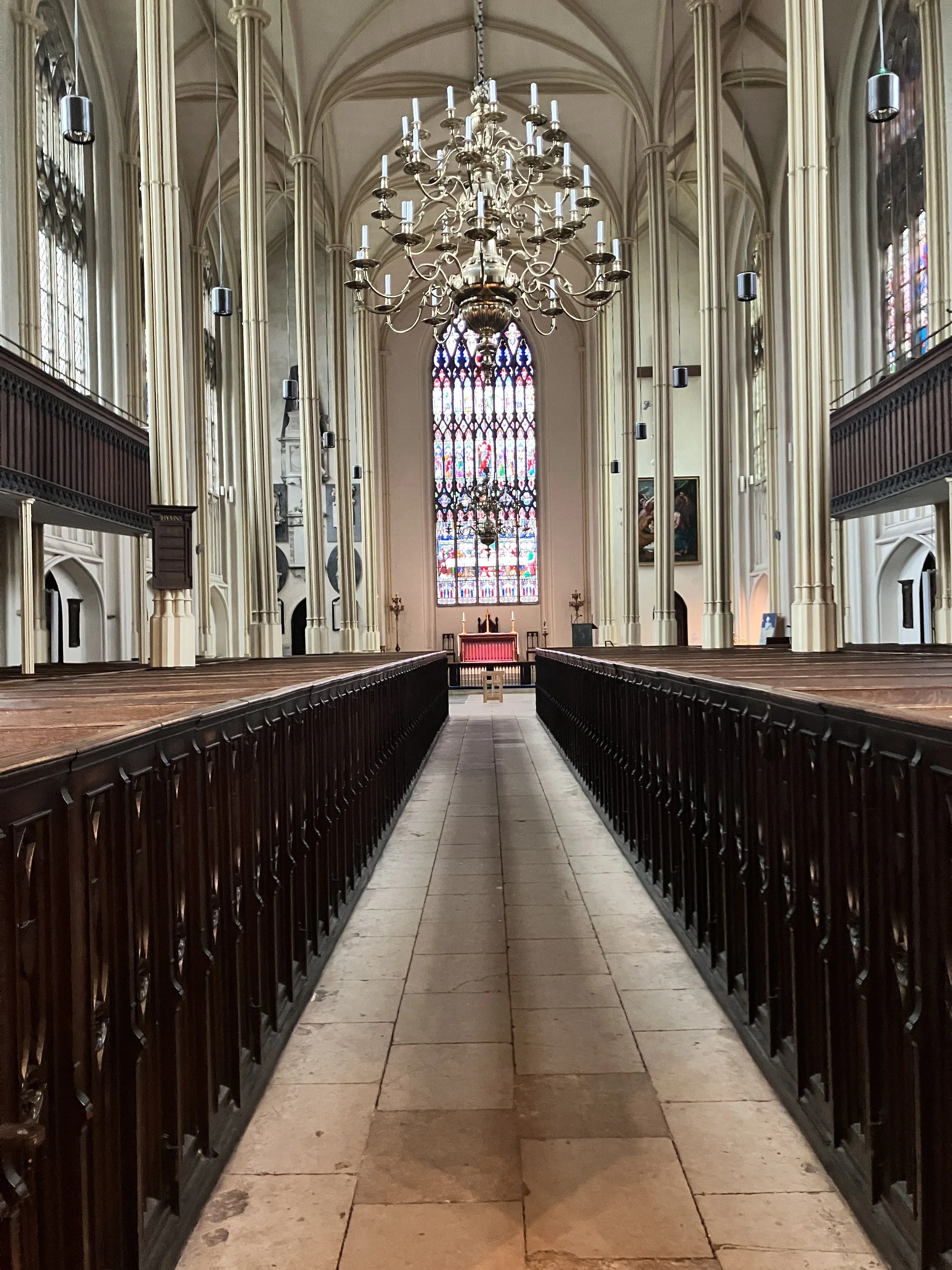 The stunning nave at St Mary's Church in Tetbury, Gloucestershire with organ music played by organist Ben Humphries
