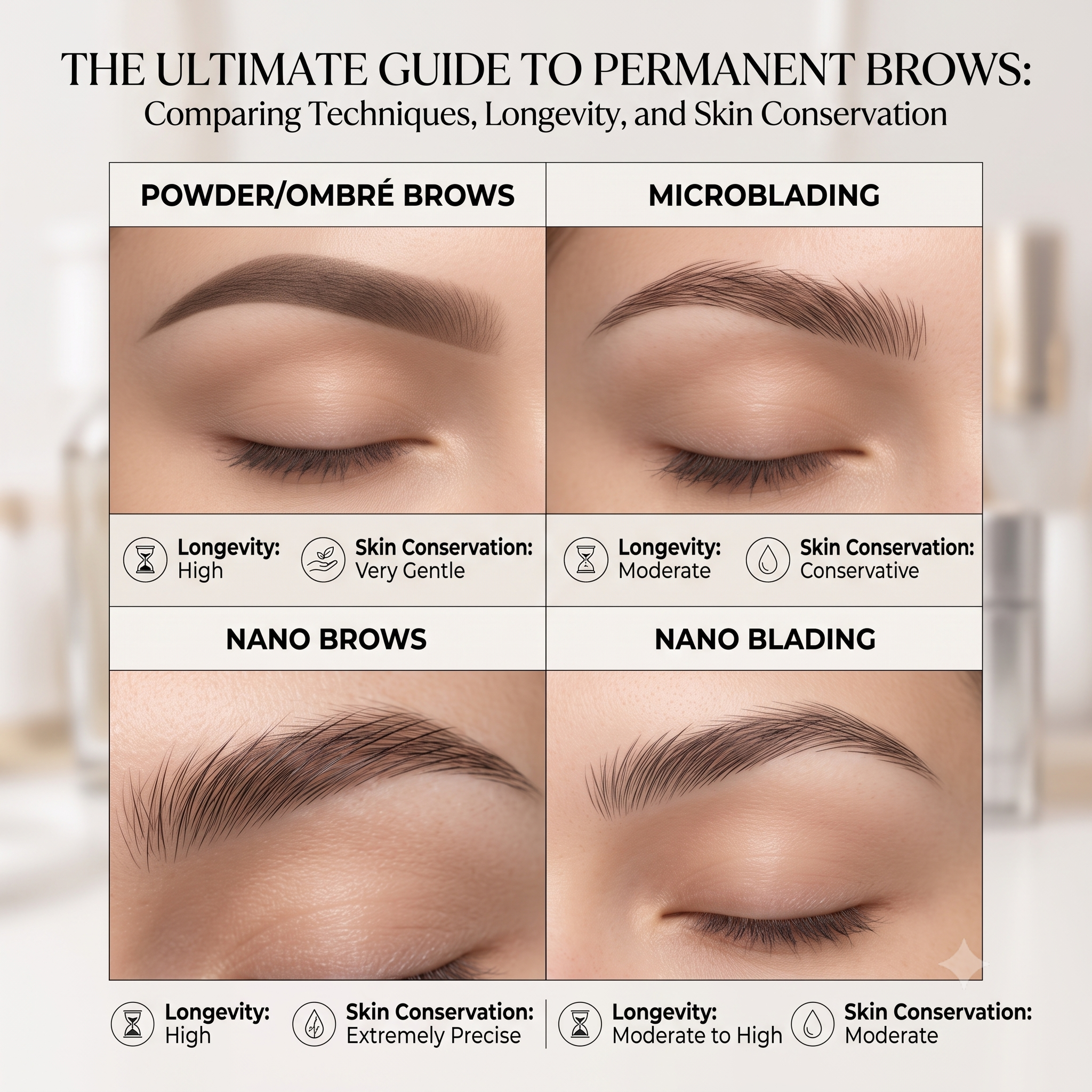 The Ultimate Guide to Permanent Brows: Comparing Techniques, Longevity, and Skin Conservation